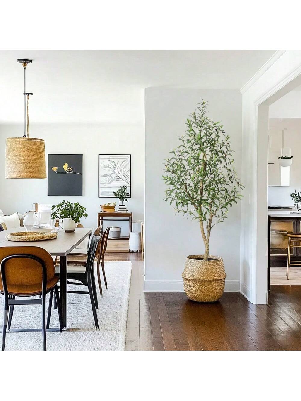 Qeetex PHK-33CG7454-HF4 6FT（2PCS) Artificial Olive Tree. UV Resistant Fake Realistic Olive Tree in White Pot with Olives. Moss Decors. Tall Evergreen Faux Plants for Front Door Living Room Garden