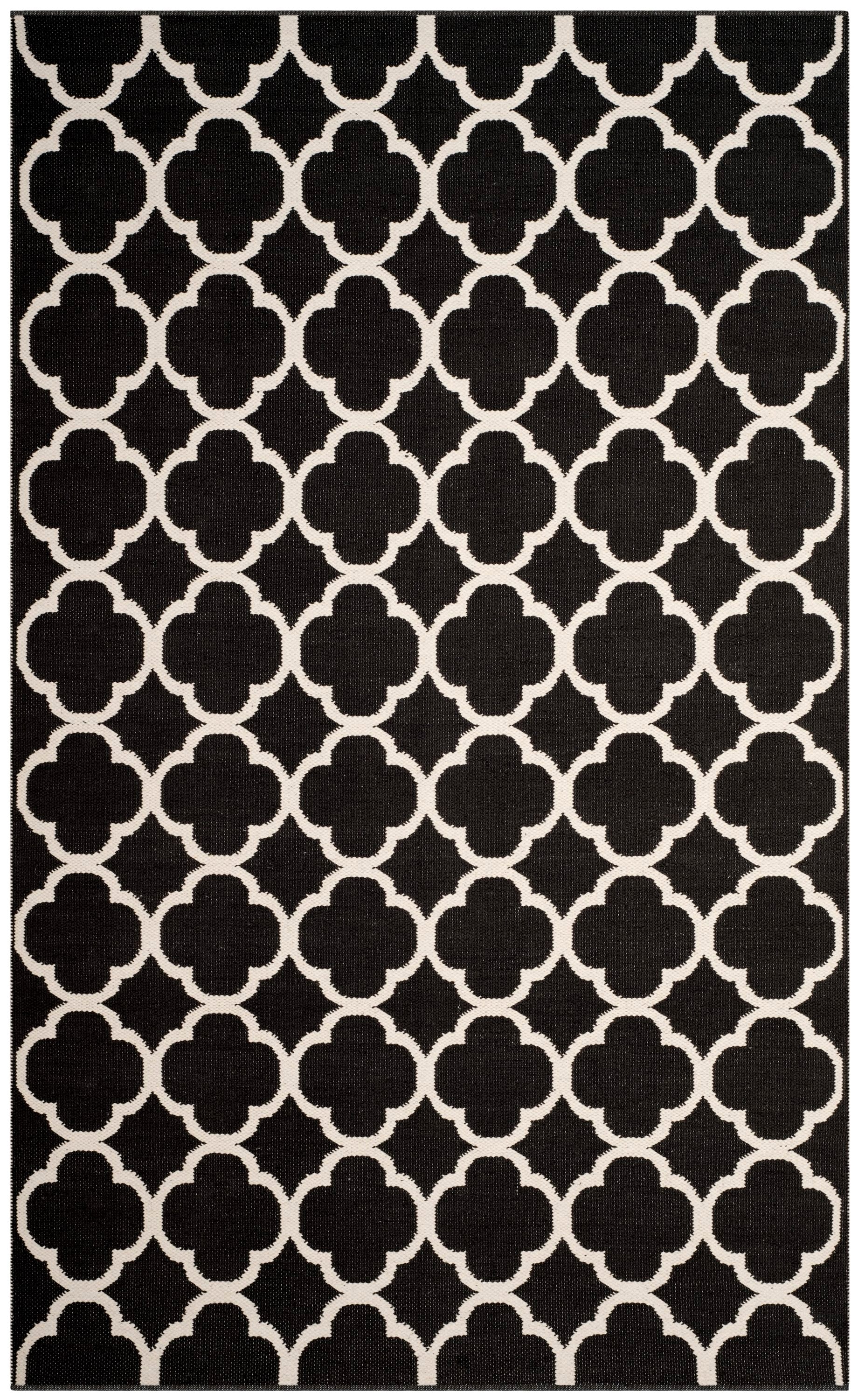 Safavieh MTK725D-5 Montauk Kure 5 x 8 (ft) Cotton Black/Ivory Rectangular Indoor Trellis Coastal Area rug