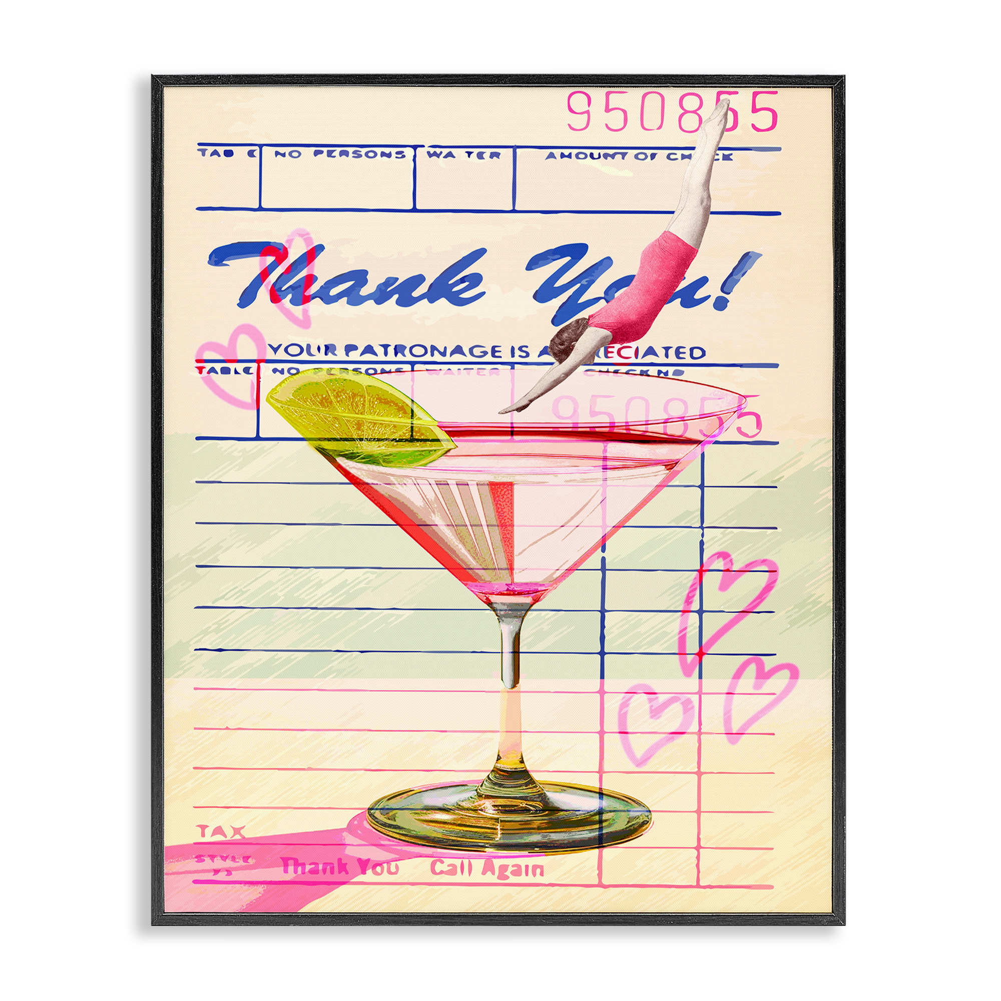 Stupell Industries BT-091-FR-24X30 Vintage Diver into Cocktail Black Framed Giclee Art By Lil' Rue 24 x 30