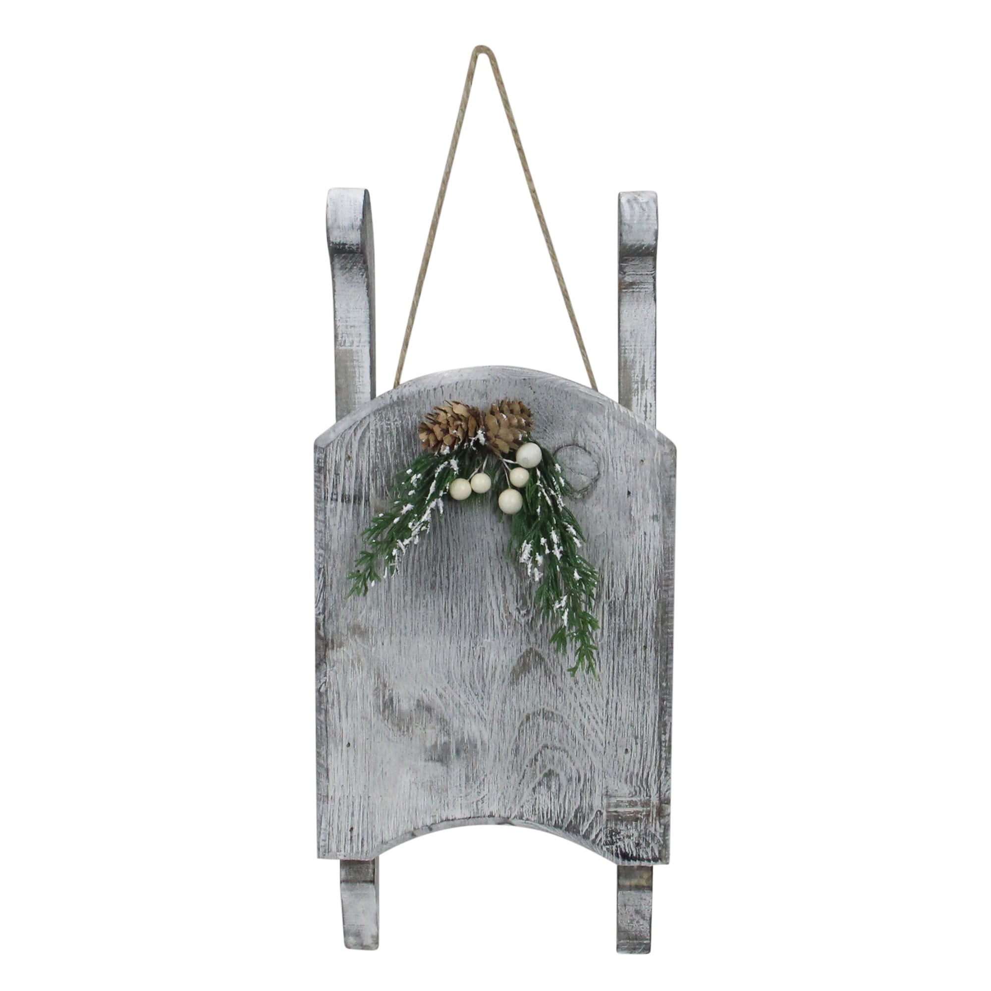 Northlight 33677270 15-in Distressed Finish Christmas Sled Wall Hanging - 15" - Grey Tabletop Decoration Sled Christmas Decor