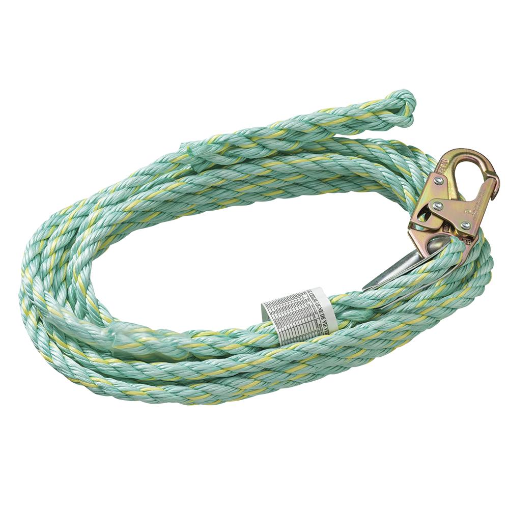 100 ft Green Peakworks Fall Protection V84014100 Vertical Lifeline Rope with Back Splice and Snap Hook Length 
