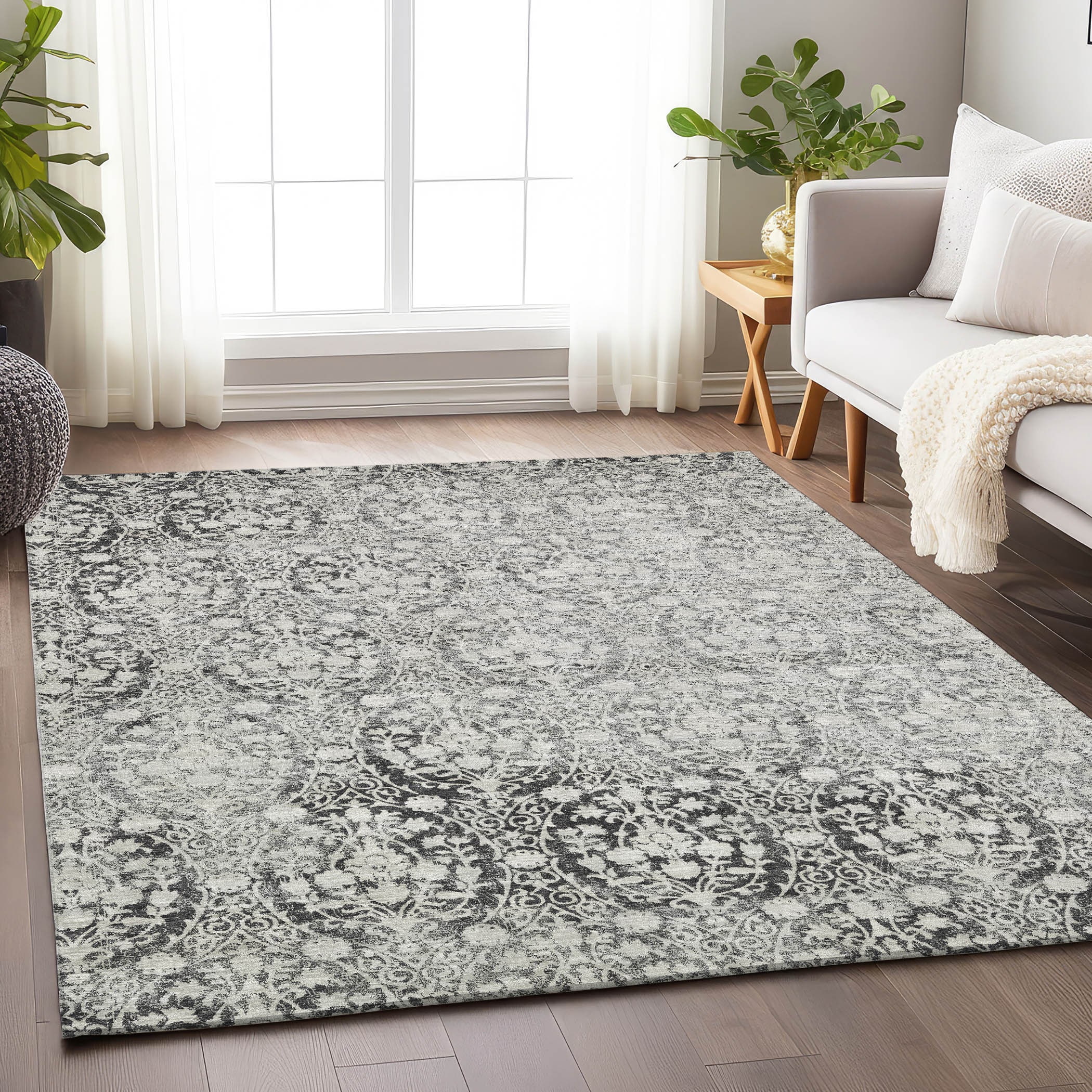 Addison Rugs ACN1231CC10X14 Chantille ACN1231CC 10 x 14 (ft) Polyester Charcoal Rectangular Indoor/Outdoor Geometric Machine washable Area rug