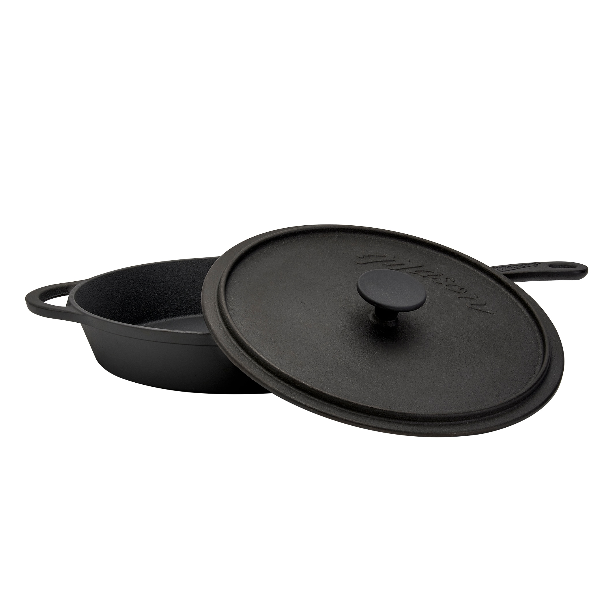 Sabatier Maison Small Round Cast Iron Frying Serving Pan with Wooden Base 