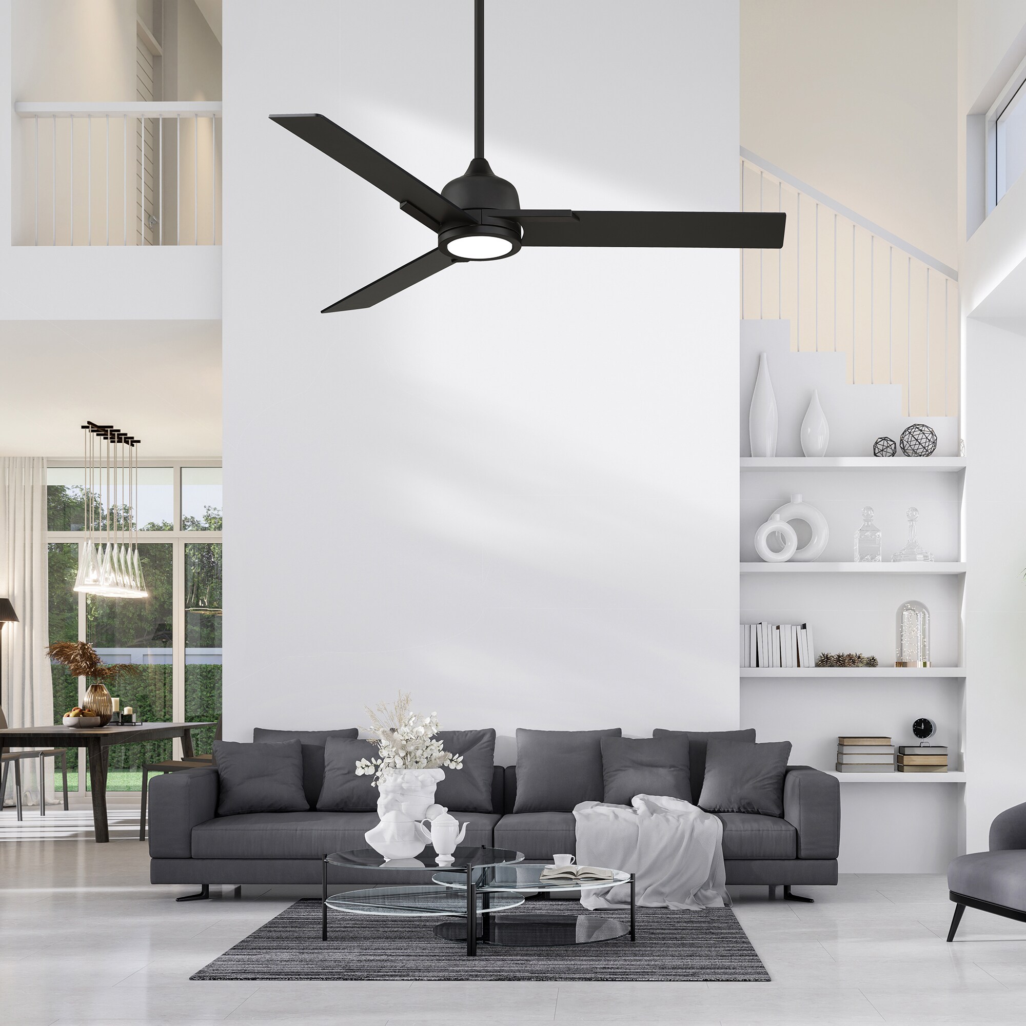 Kendal Lighting AC22452-BLK TRITON 52-in Integrated LED Black, White with Ceiling Fan With Light - Remote Included ( 3 -Blade )