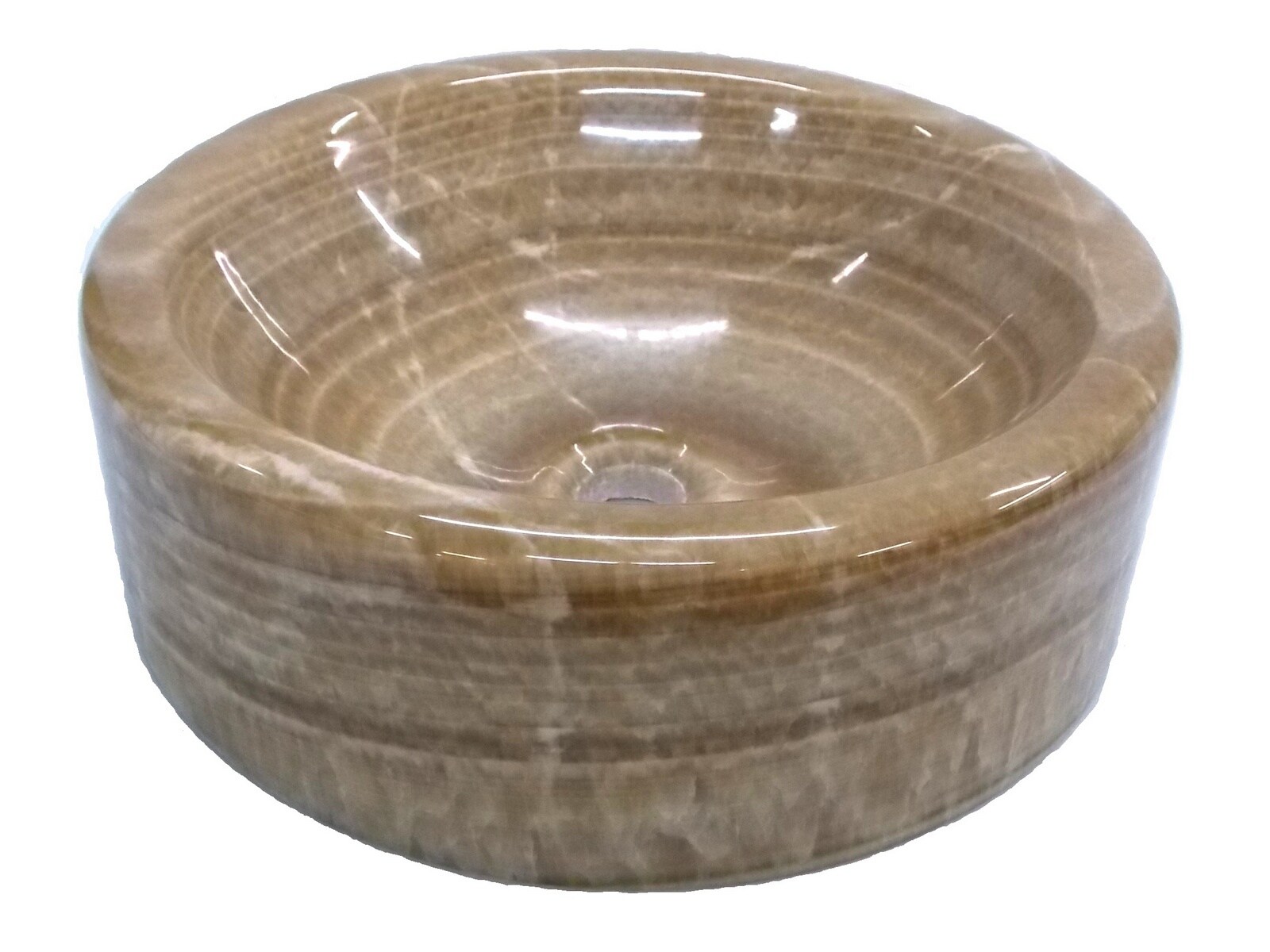 Eden Bath EBS036BO-P Brown Onyx Stone Vessel Round Modern Bathroom Sink (16.5-in x 16.5-in)