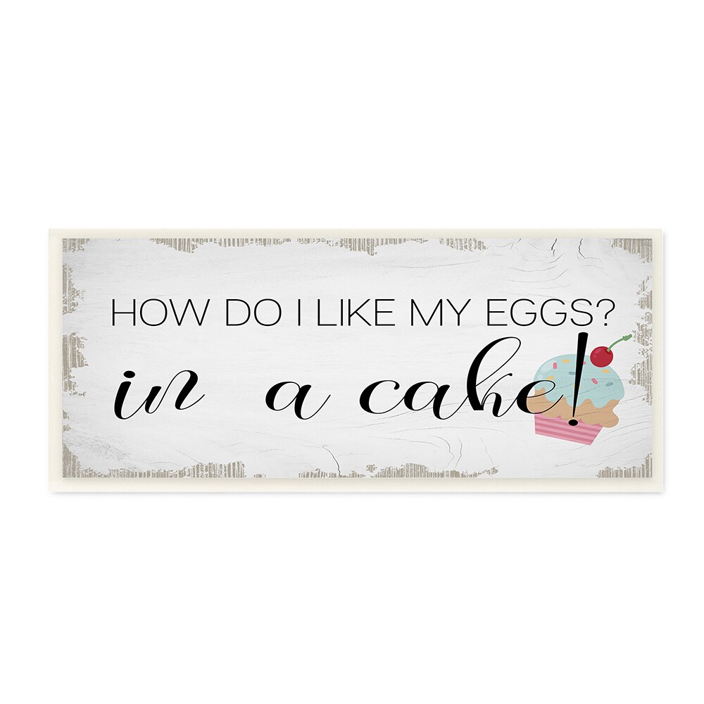 Stupell Industries AC-772-WD-7X17 Like My Eggs In Cake Funny Quote Cupcake Daphne Polselli Framed 17-in H x 7-in W Kitchen Print