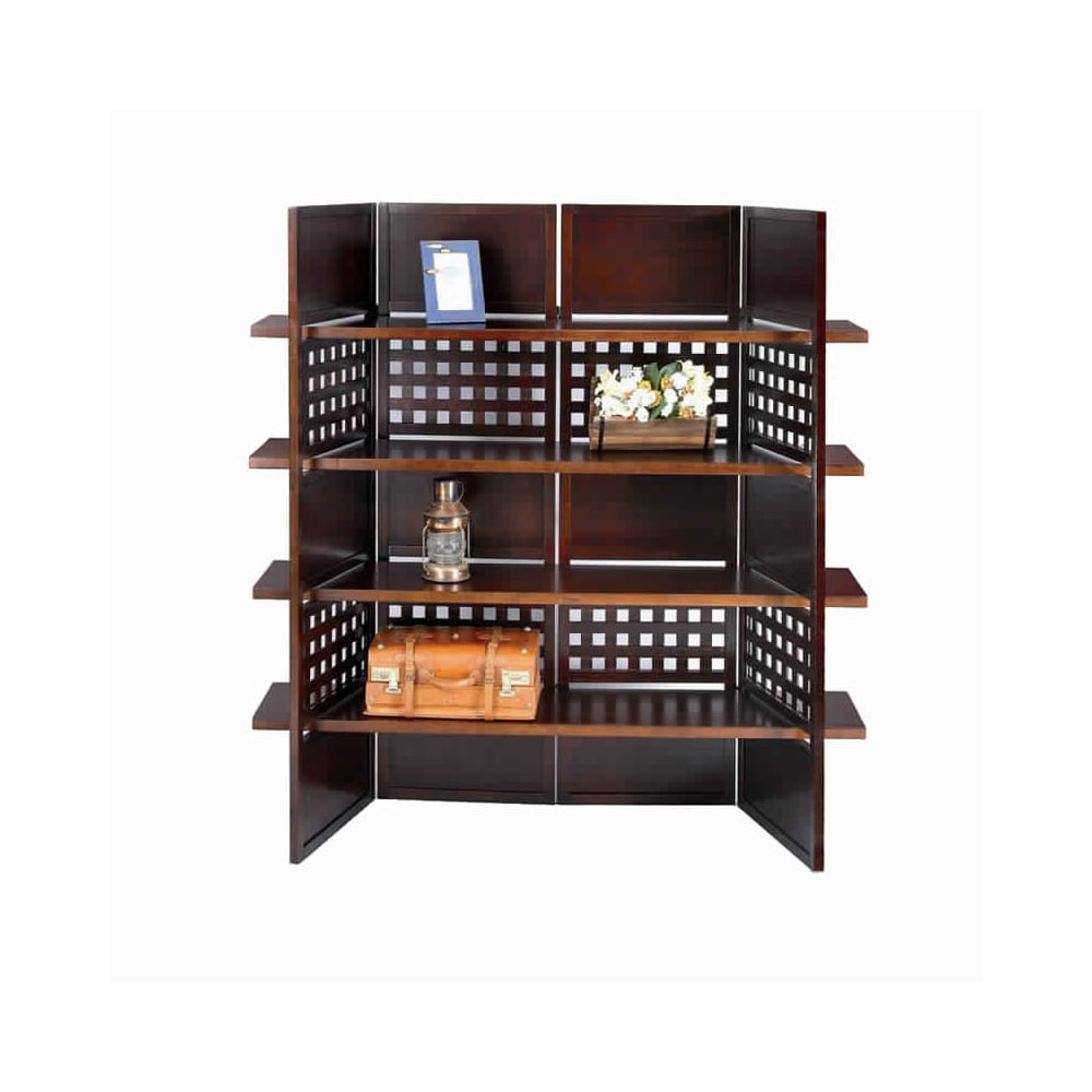 Benzara BM96007 Brown Wood 4-Shelf Bookcase (14.75-in W x 70.25-in H x 57-in D)