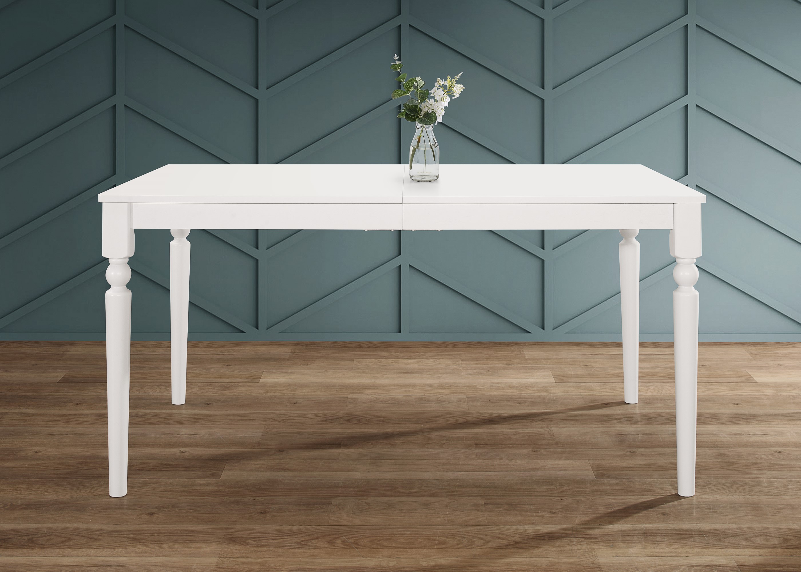 Home Design 60018-311 Beckley White Transitional Dining Table, Wood with White Wood 59.1-Inches L x 29.5-Inches H