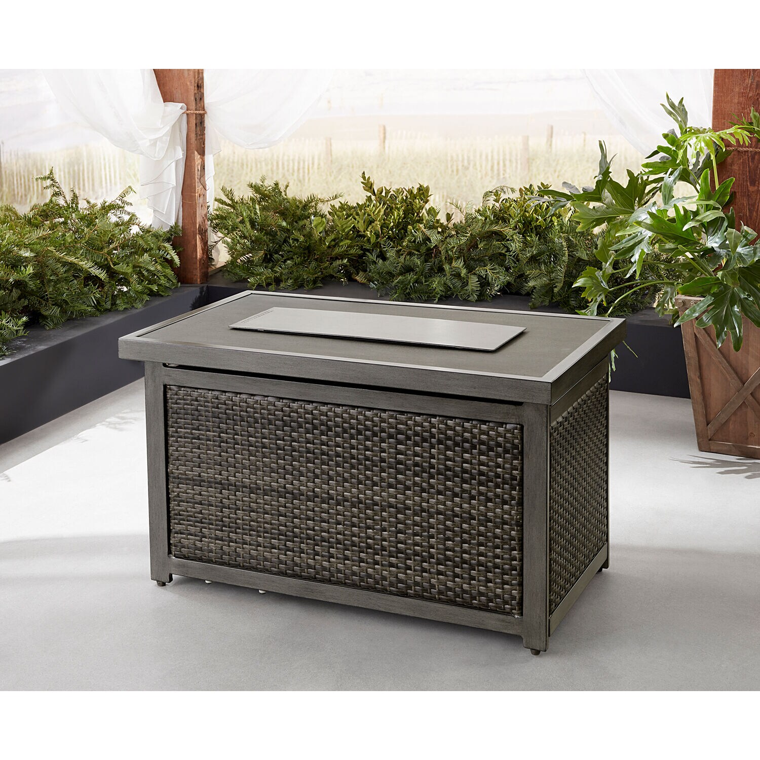 Mod Furniture 25.2-in W 30000-BTU Grey Tabletop Wicker