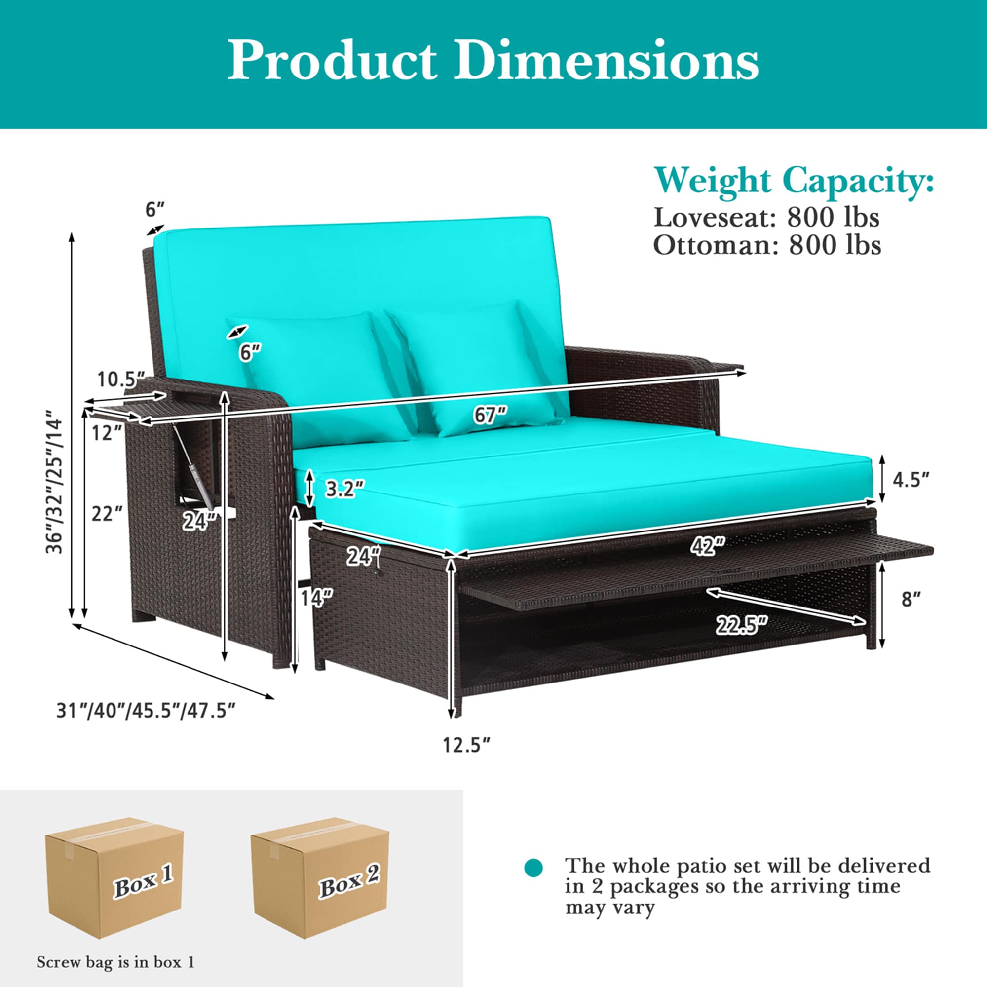Costway LWS00034 Patio-Sofas-Daybeds - View #2