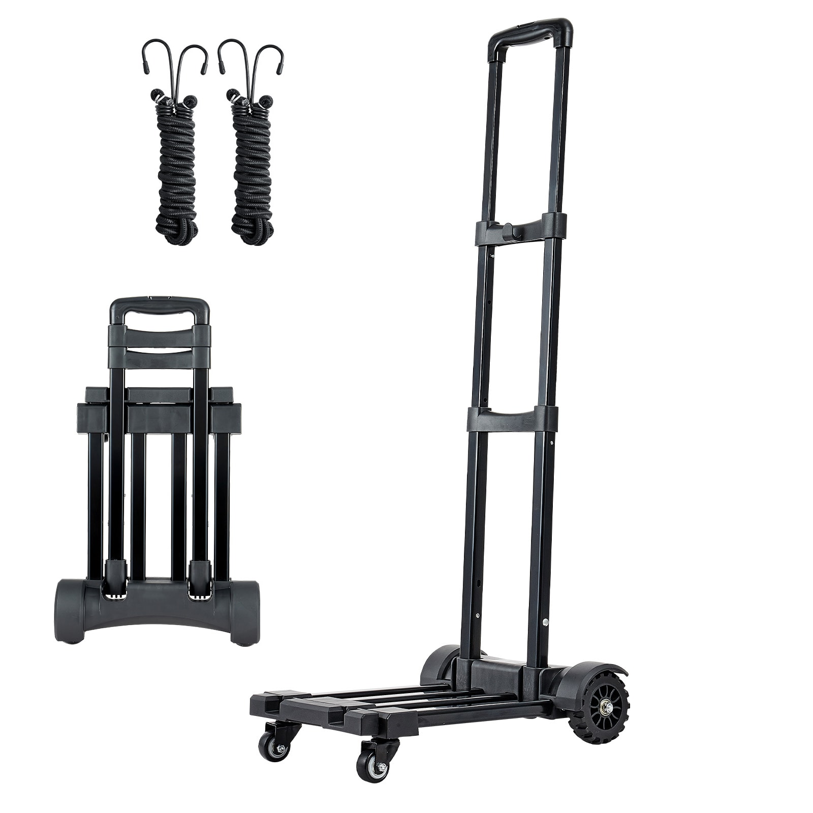 Adrinfly  Folding Hand Truck 290 lb Capacity Expandable Base Collapsible Dolly Cart 20.9 x 12.6 x 38.2 in Easy Storage No Assembly 4 Wheels
