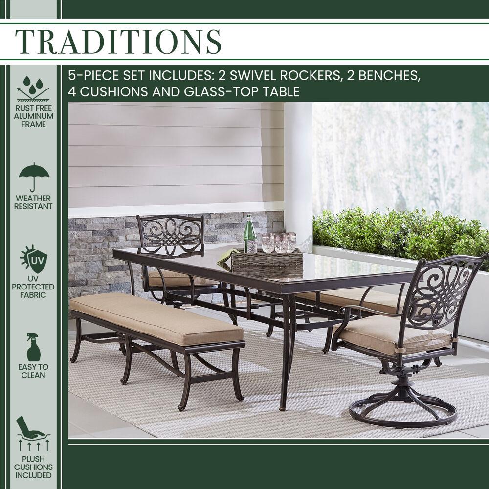 Hanover TRADDN5PCSW2GBN-TAN Patio-Dining-Sets - View #2