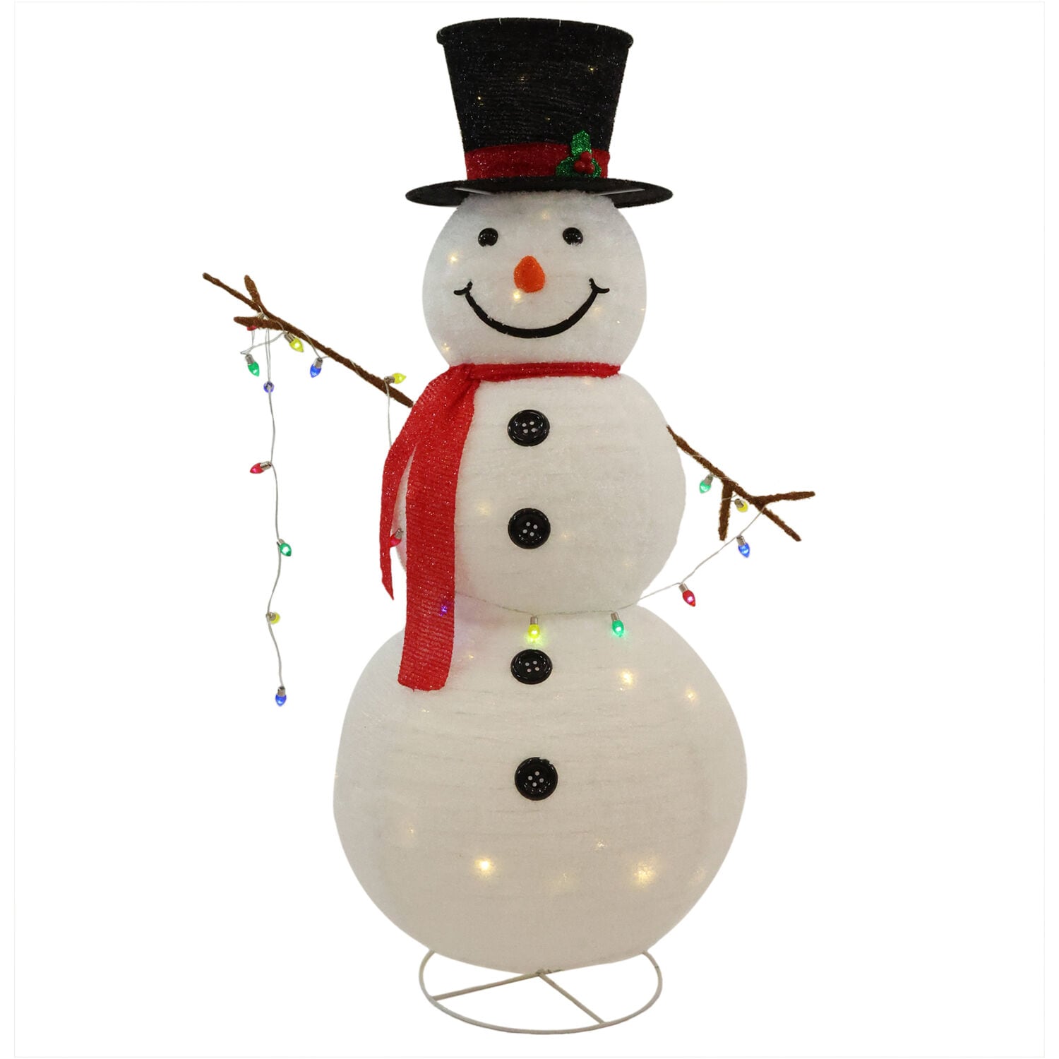 Fraser Hill Farm FFCH048-SNM1-WHT 48-Inches Freestanding Snowman Free standing decoration with Multicolor LED Lights
