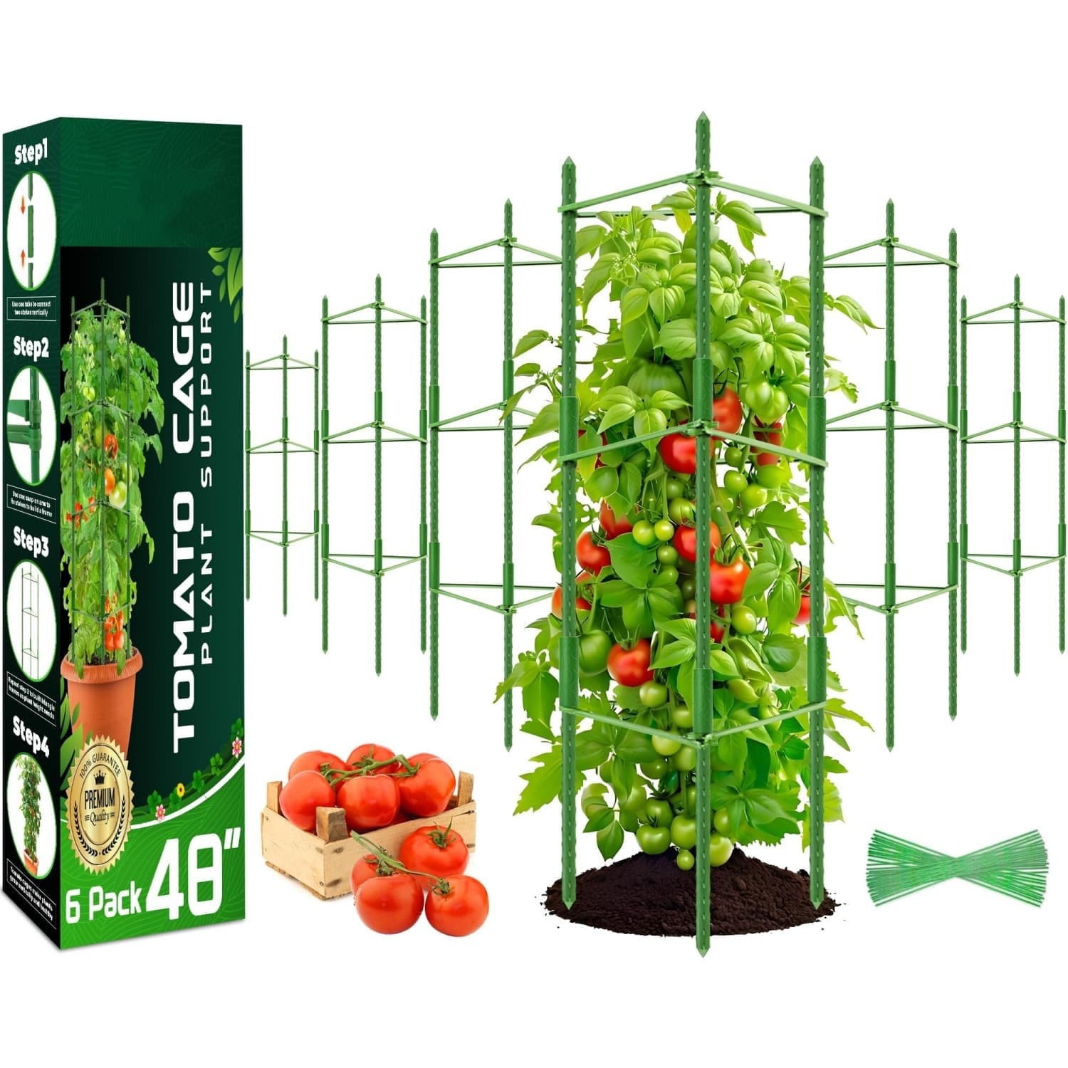 Angel Sar - 48.6in H 6-Pack Adjustable Tomato Cage