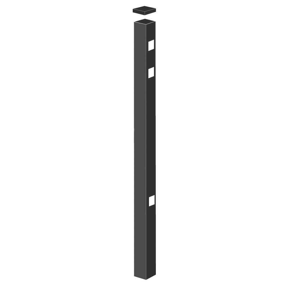 Freedom Providence 6-ft H x 2-in W Black Aluminum Spaced Picket Pressed-point Decorative End Fence Post