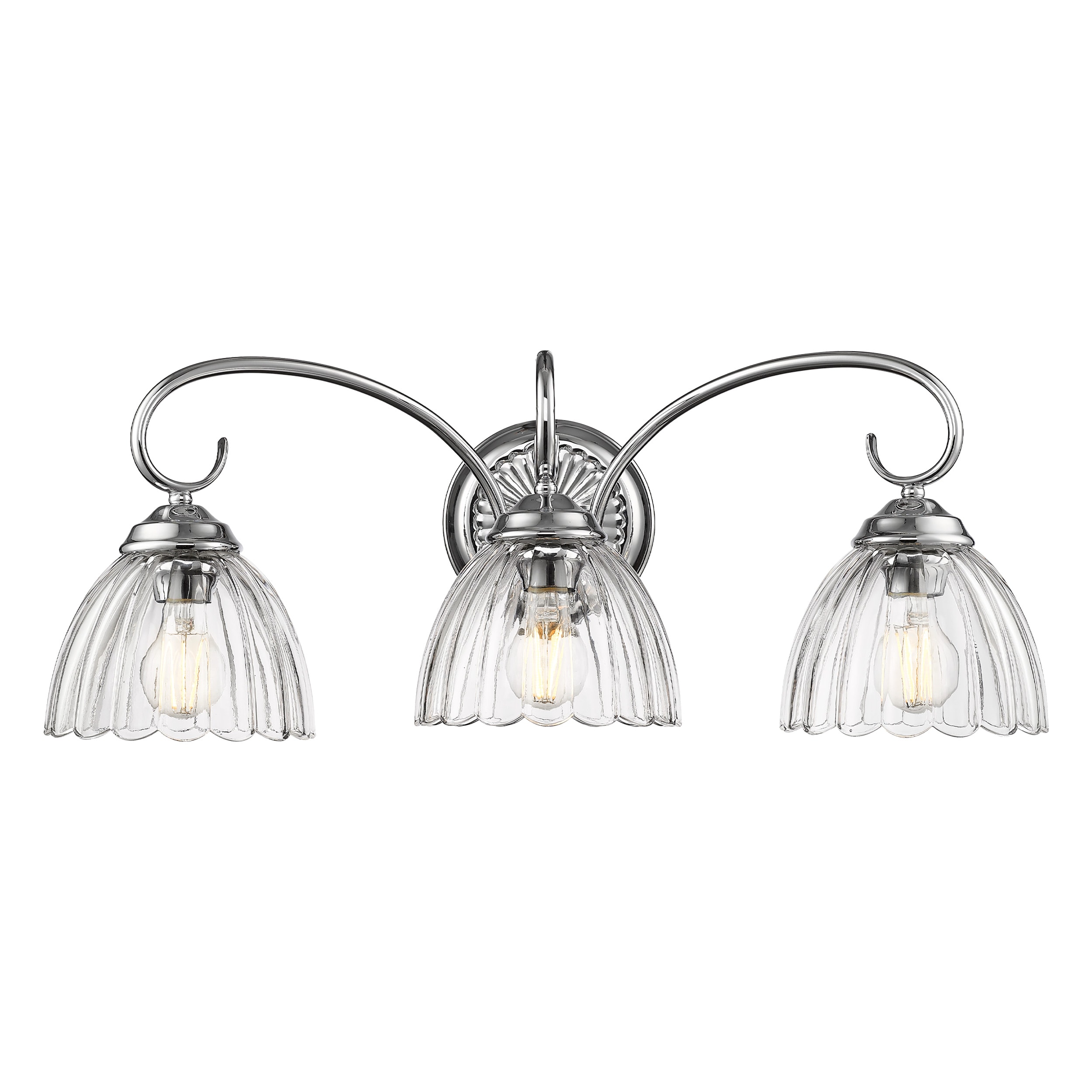Golden Lighting 6952-BA3 CH-CLR Audra 9.5-in 3 -Light Brushed Chrome Traditional Vanity light