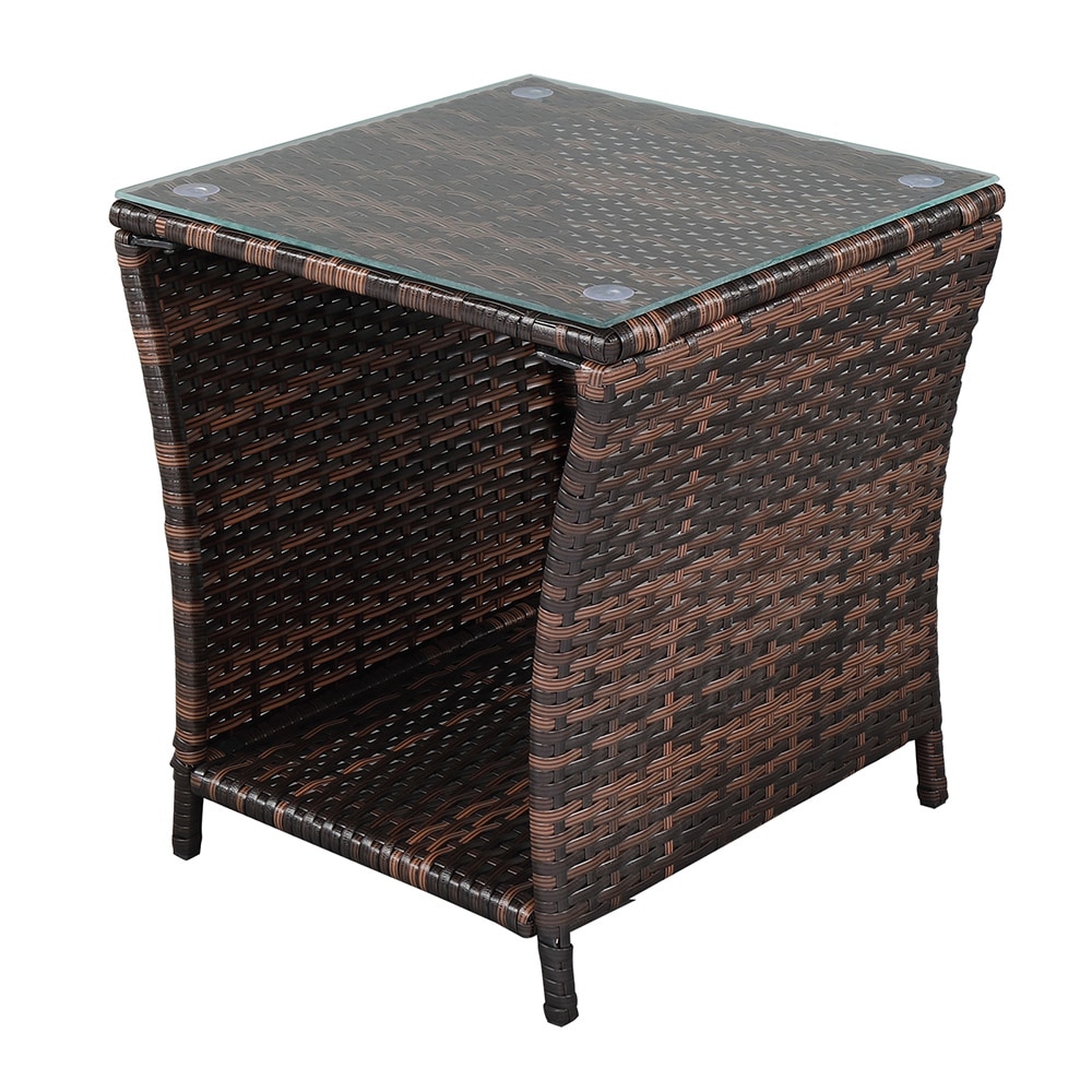 Winado Square Wicker Outdoor Coffee Table 18.1-in W X 18.1-in L In The ...