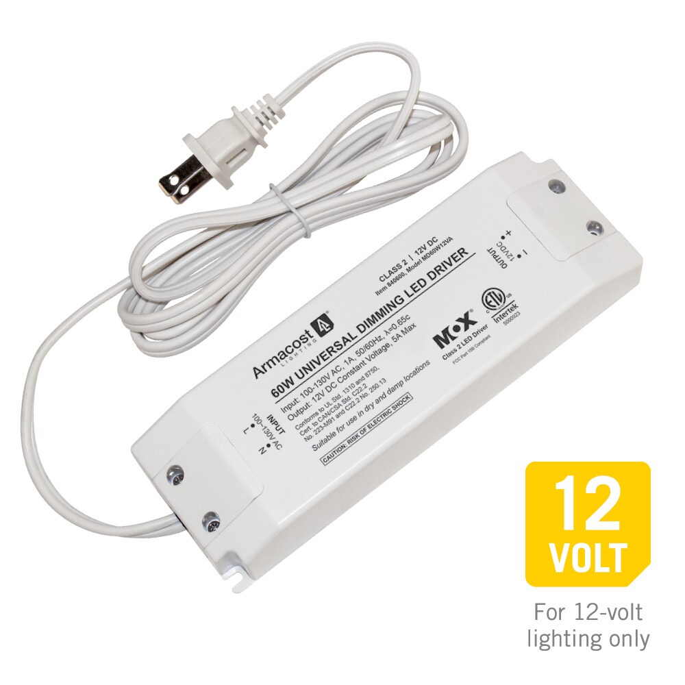 Armacost Lighting 60 Watt Universal Dimming LED Driver, 12-Volt, White,  Hardwired/Plug-in, Low Voltage, ETL Safety Listed in the Under Cabinet  Lighting Parts & Accessories department at