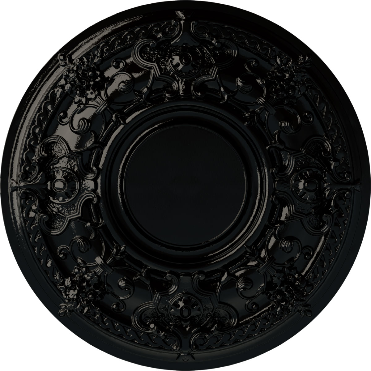 Ekena Millwork CM32JABPS Jackson 32.75-in W x 32.75-in L Painted Black Pearl Polyurethane Whole Ceiling Medallion