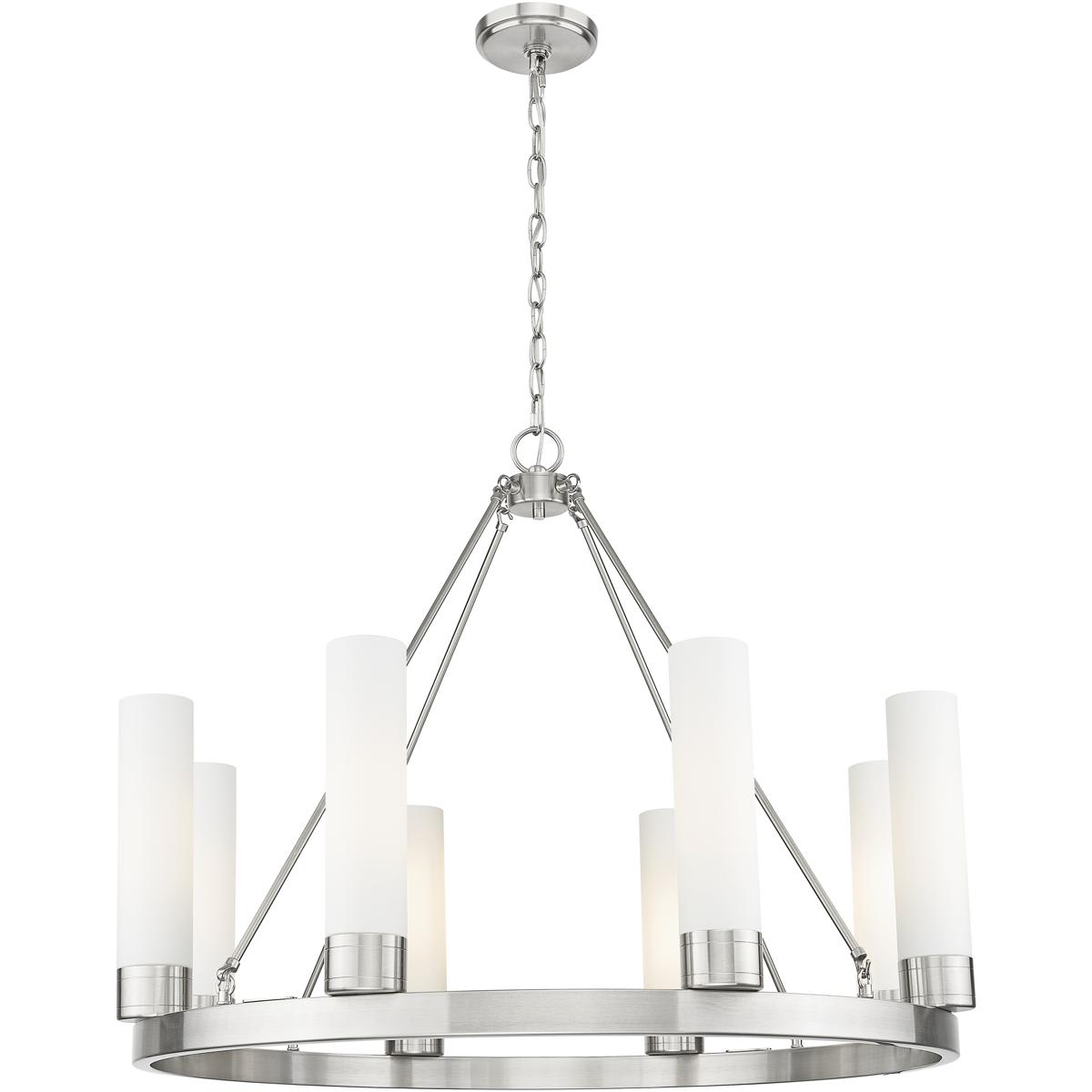 Innovations Lighting - 617-8CR-SN-G617-11WH Boreas Chandelier Satin Nickel