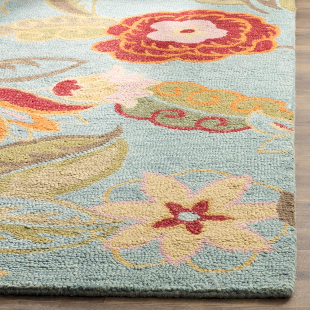 Blossom Blue Floral Hand-Tufted Wool Area Rug 6' x 9'
