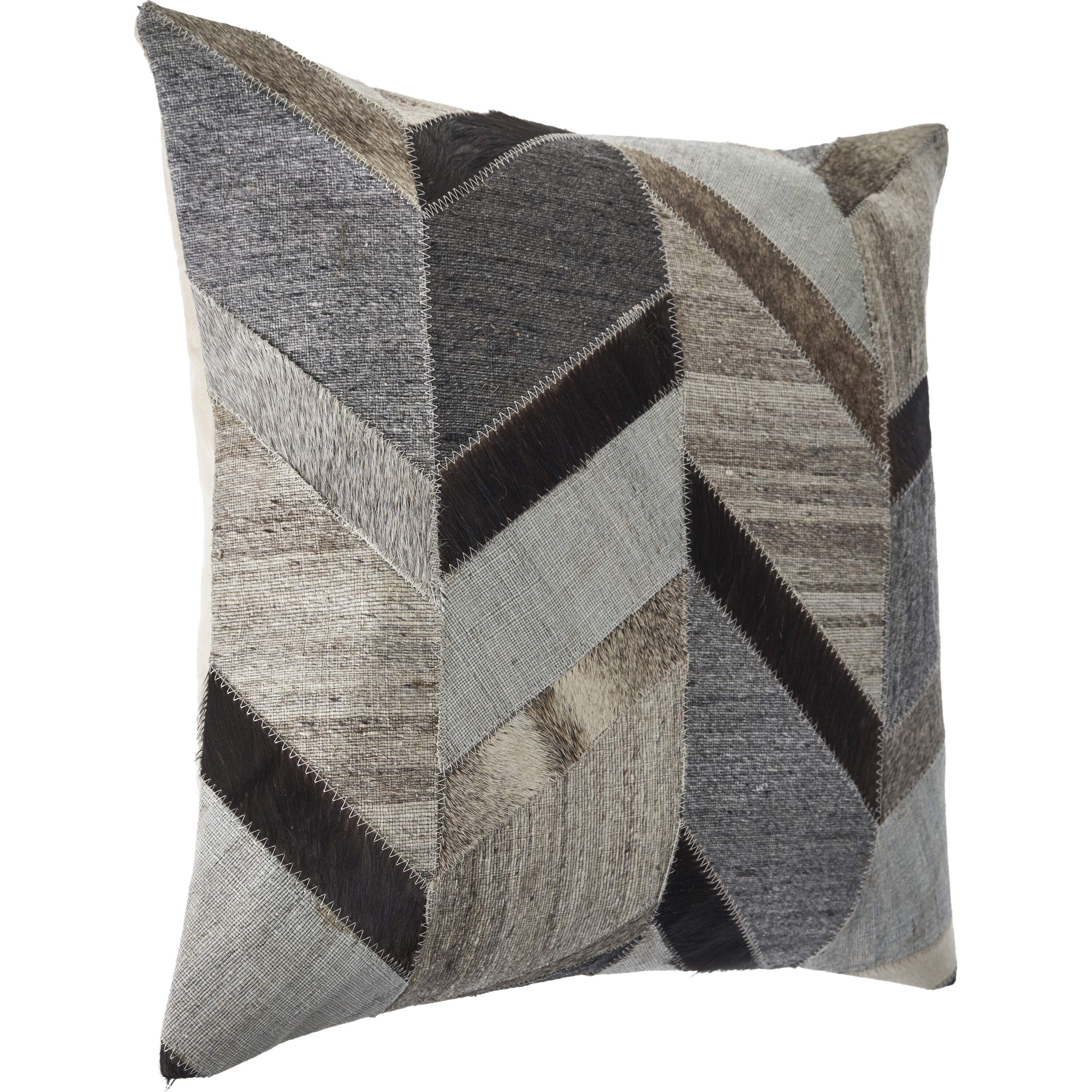 Gray and Brown Chevron Faux Leather Throw Pillow Set