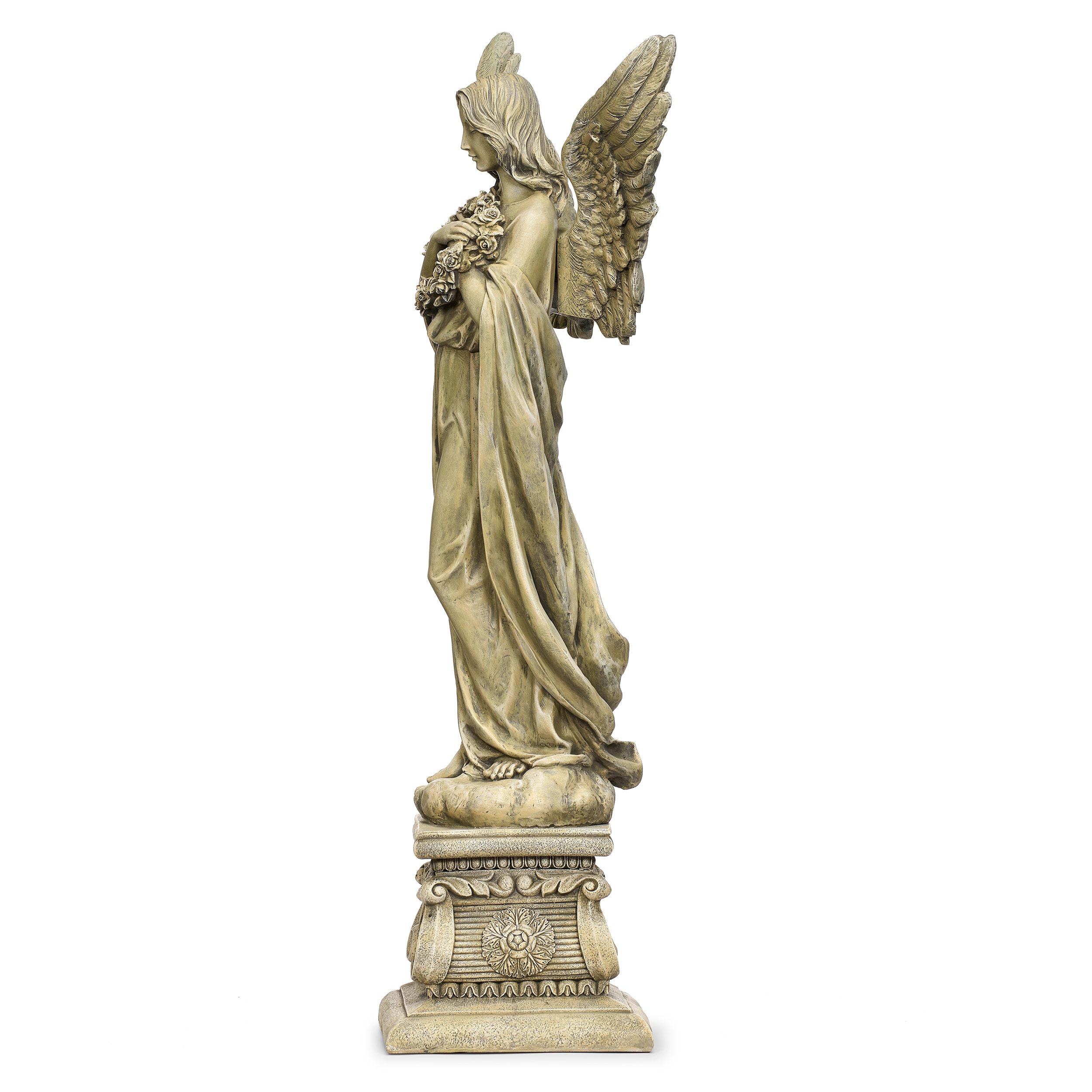 Roman 50-in H x 17-in W Gray Angels and Cherubs Garden Statue in the ...