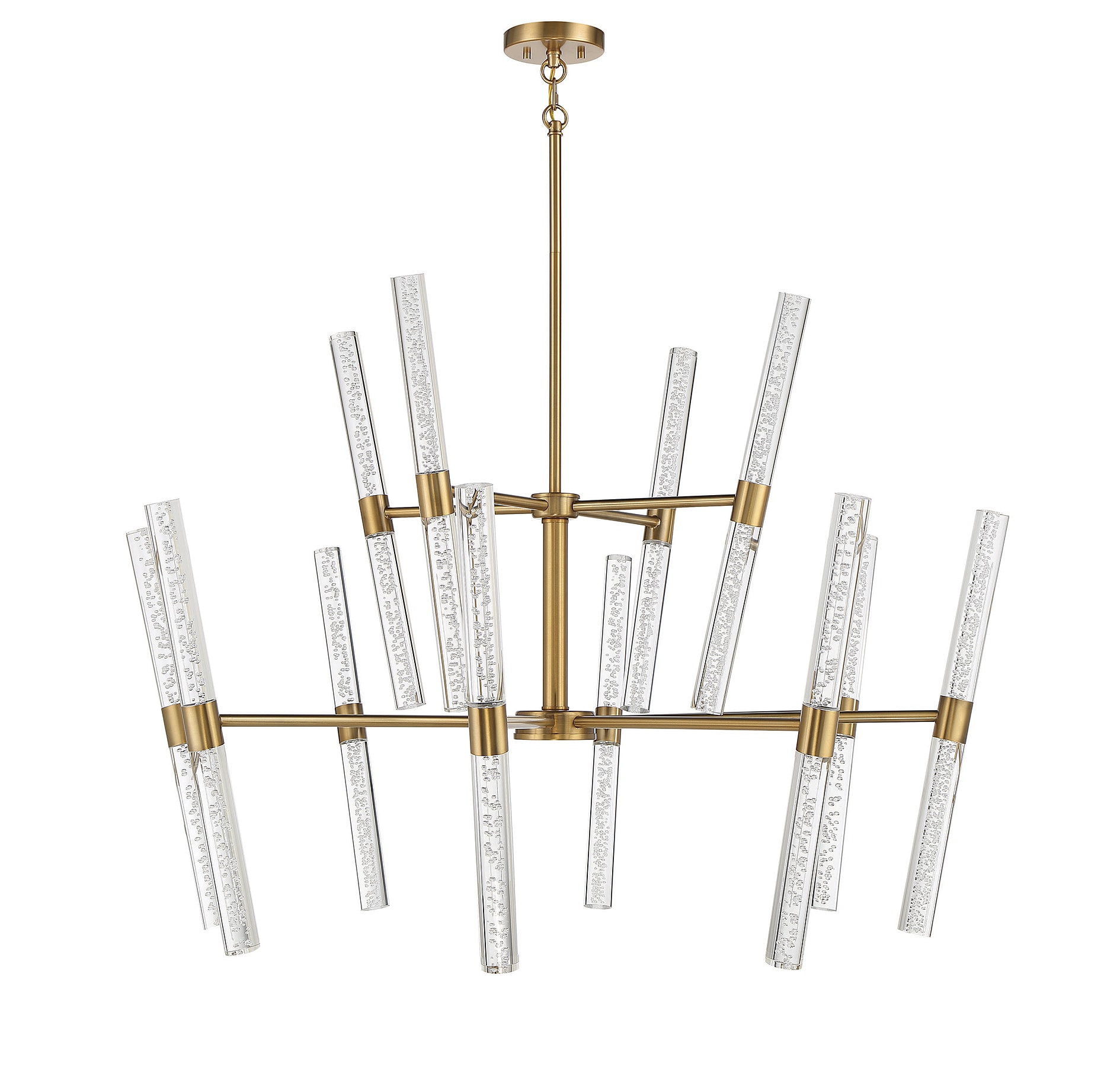 Arlon 24-Light Warm Brass LED Chandelier with Clear Bubble Glass