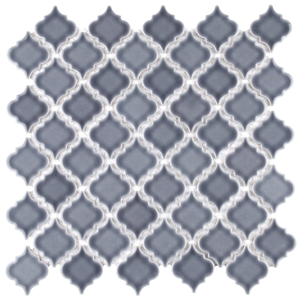 Affinity Tile FKOLTRG2 Hudson Tangier Imperial Grey 12-3/8-in x 12-3/8-in Glazed Porcelain Arabesque Mosaic Floor and Wall Tile ( 11.0-sq ft Carton )