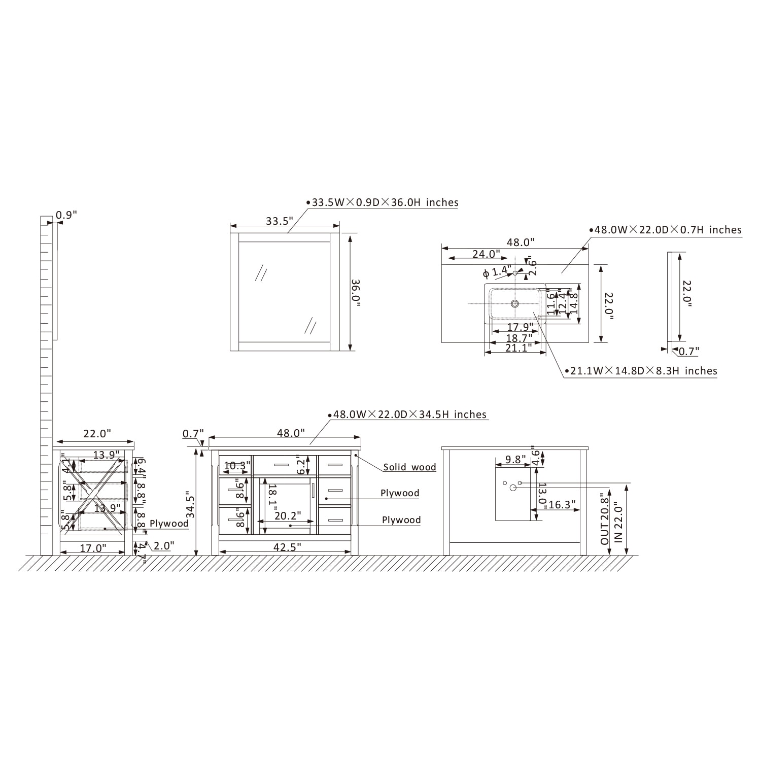 Altair 535048-WH-CA Bath-Vanity-Combo - View #10
