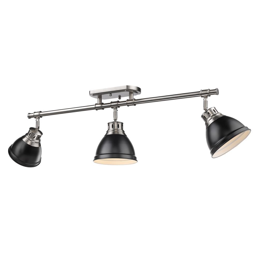 Golden Lighting 3602-3SF PW-BLK Duncan 3-Light Pewter Semi-Flush mount light