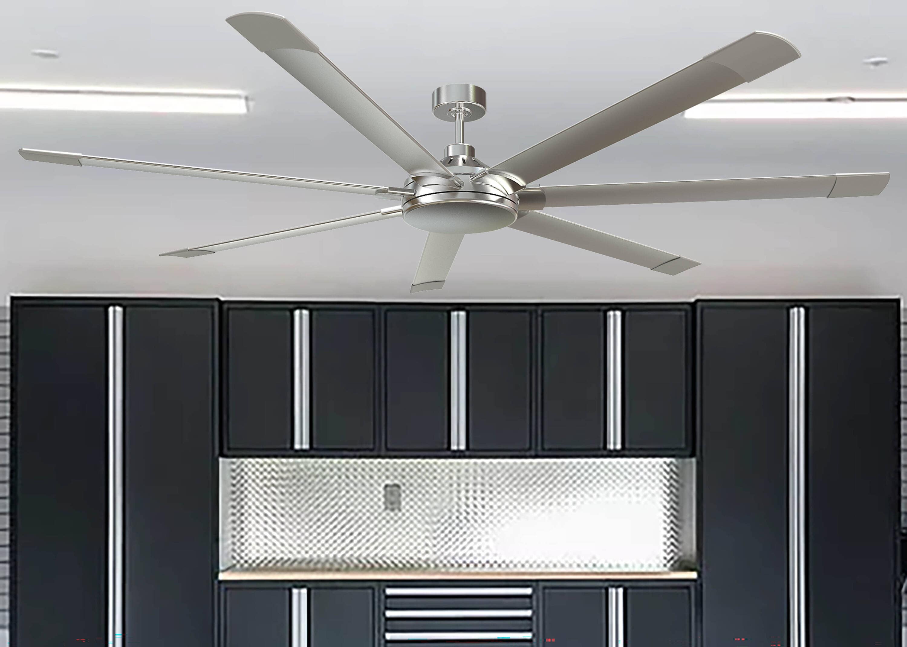 Megalodon 120-in Brushed Nickel with Matte Silver Blades Indoor/Outdoor Ceiling Fan (7-Blade) | - Harbor Breeze AR22-120BN