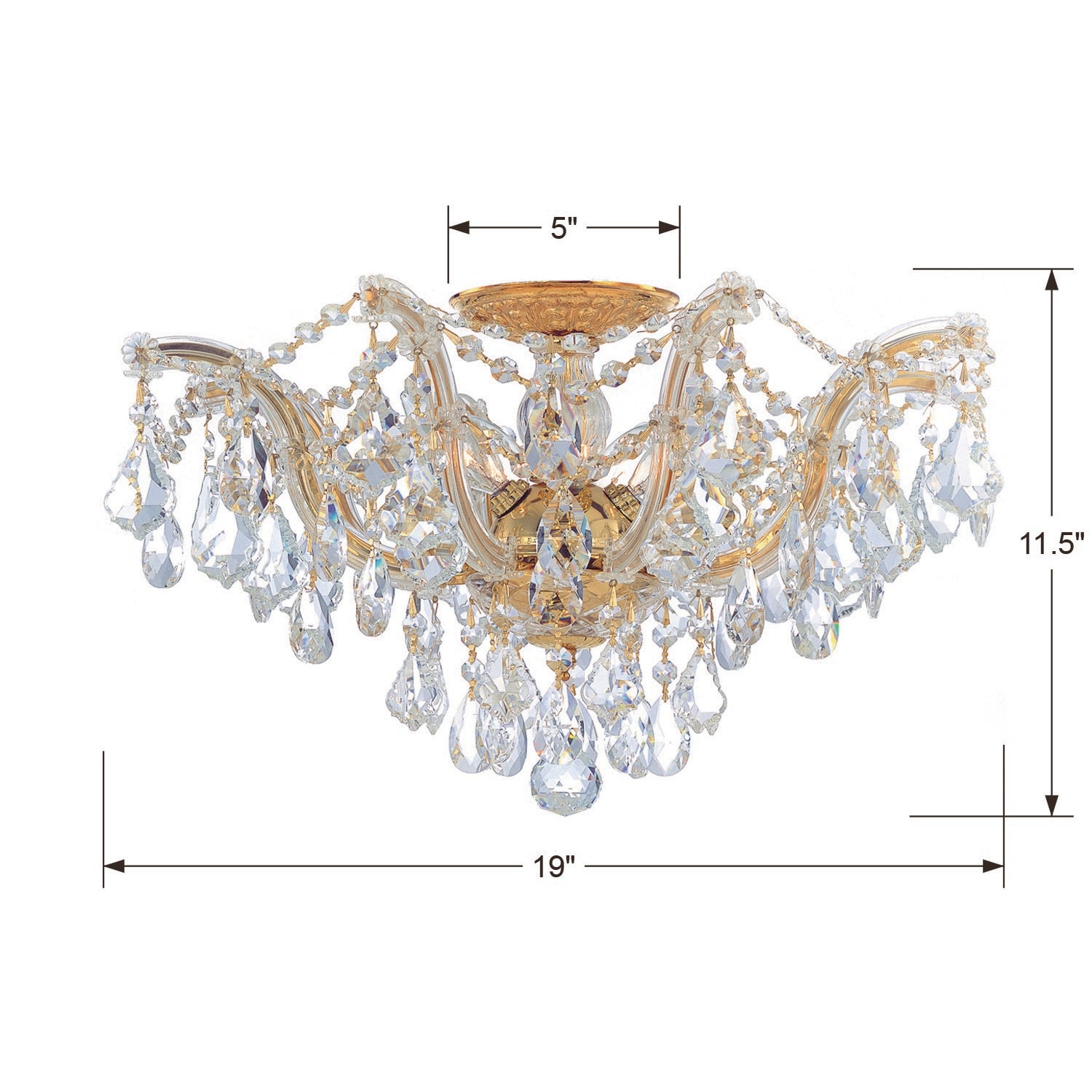 Maria Theresa Gold 5-Light Crystal Semi-Flush Mount