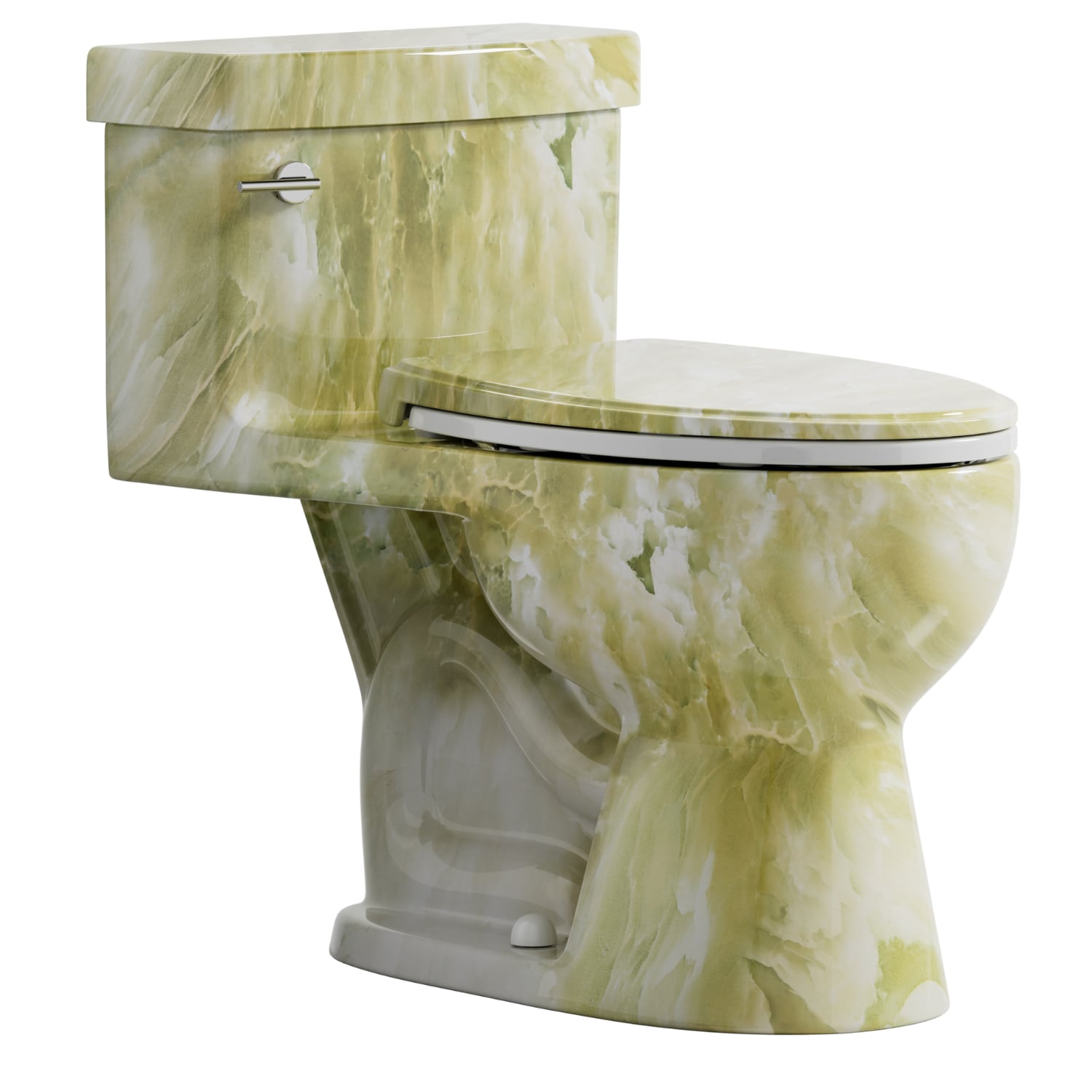 Be UnWhite LSBU02T05 Jade Green Elongated Chair height 12-in Rough-In 1.28 GPF Single Slow Close Feature 1-piece Toilet