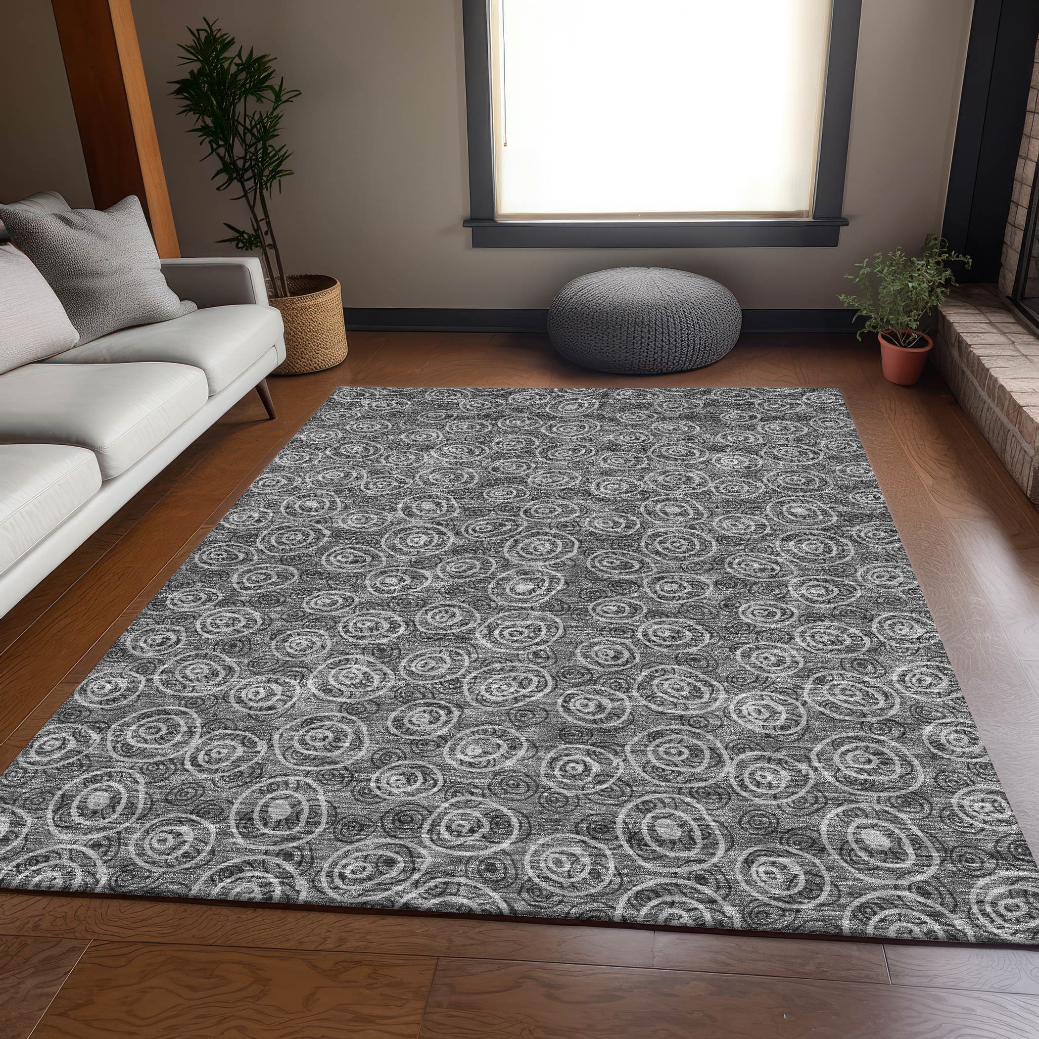 Addison Rugs ACN728GY9X12 Chantille ACN728GY 9 x 12 (ft) Polyester Gray Rectangular Indoor/Outdoor Geometric Machine washable Area rug