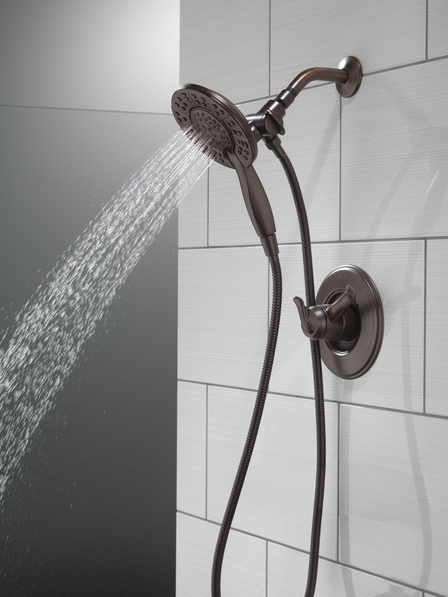 Venetian Bronze 4-Setting Dual Shower Head with Handheld Spray