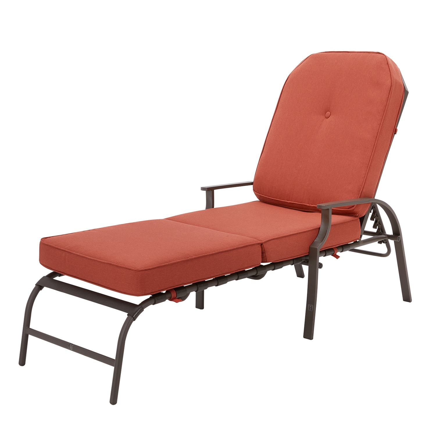 Mondawe Steel Frame Stationary Beach Chair With Red Cushioned Seat At 