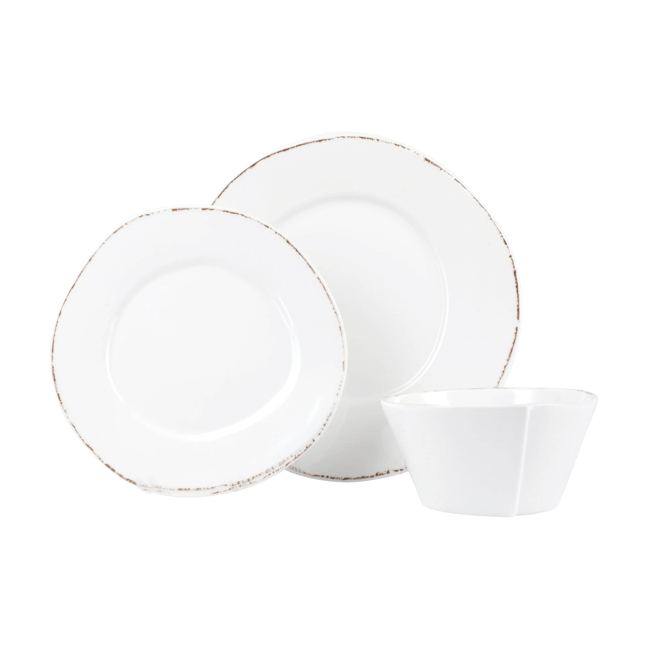 VIETRI Melamine Lastra White Three-Piece Place Setting #MLAS-W2300S-3