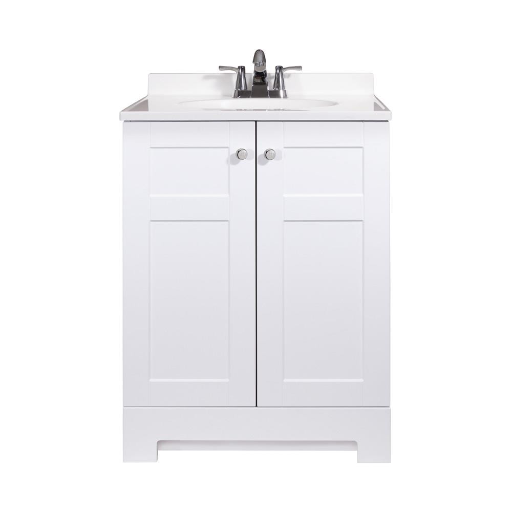 Style Selections 24-in White Single Sink Bathroom Vanity with White ...