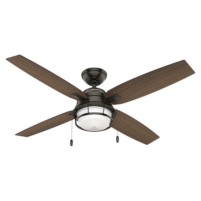 Hunter Ocala 52 In Noble Bronze Led Indoor Outdoor Downrod Or Flush Mount Ceiling Fan With Light 4 Blade The Fans Department At Com - Hunter 52 Inch Ceiling Fan With 4 Lights
