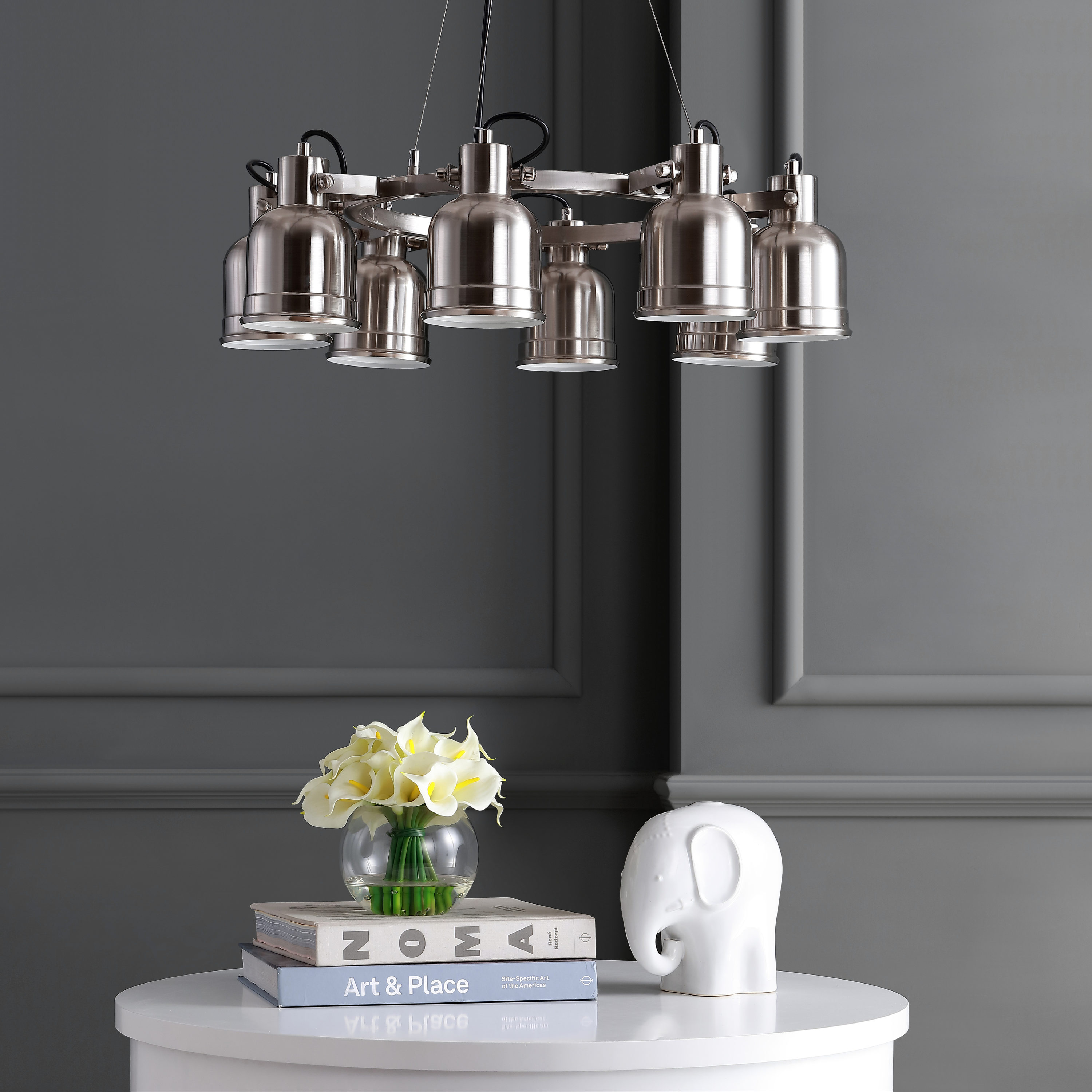 Liam 26.5" Polished Chrome Nickel Drum LED Chandelier