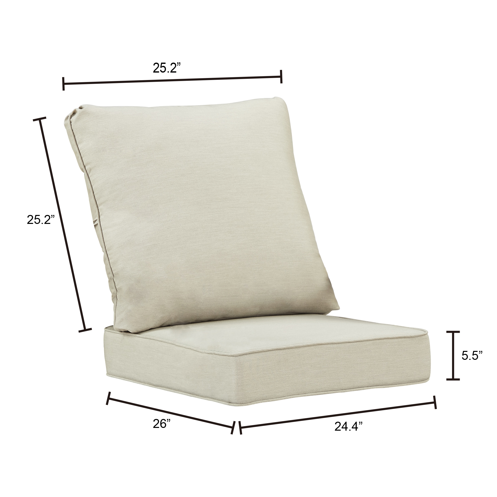 Oakland Living STYLE-C-LGCU 26.38-in x 24.4-in 2 -Piece Gray Deep seat patio chair cushion
