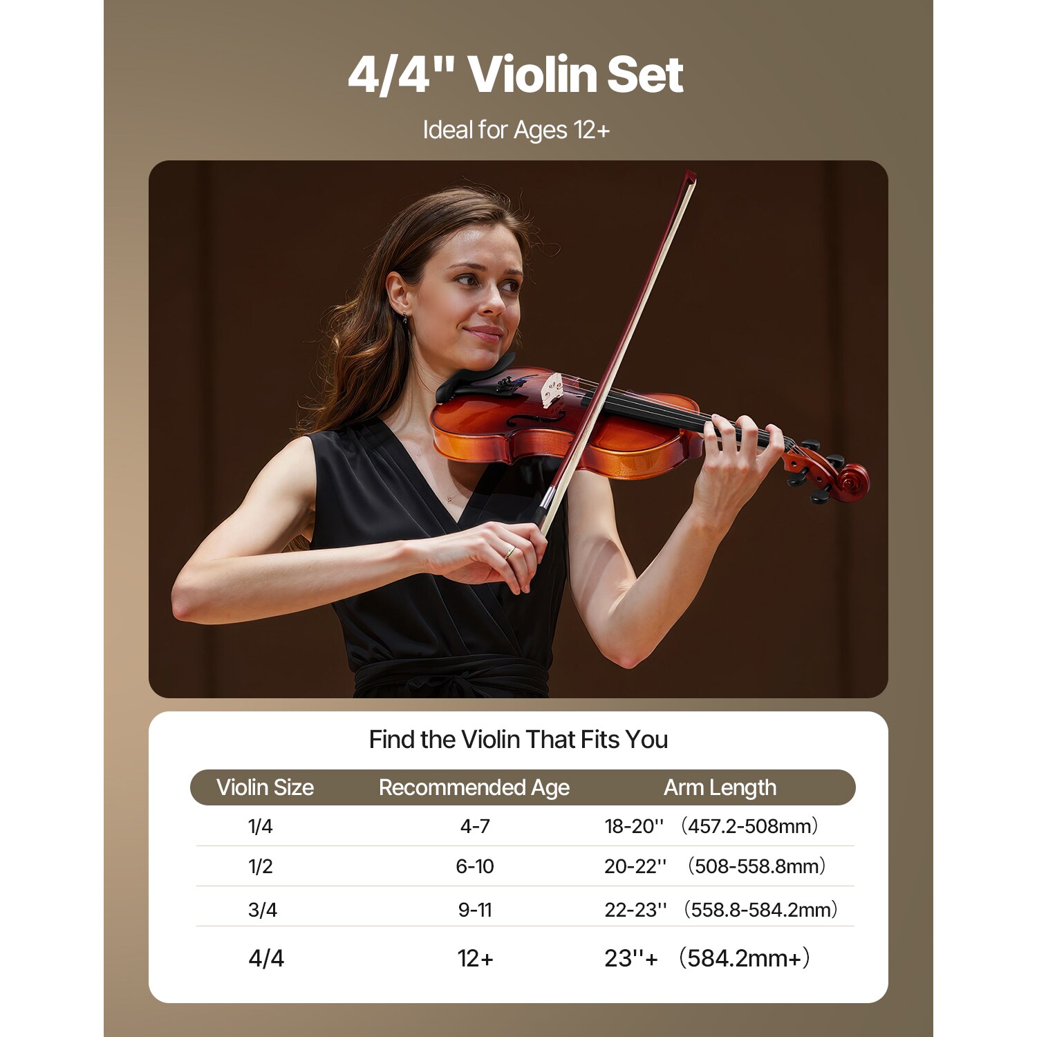 VEVOR Violin 4/4 Full Size for Adults Violin Fiddle Set for Beginners ...