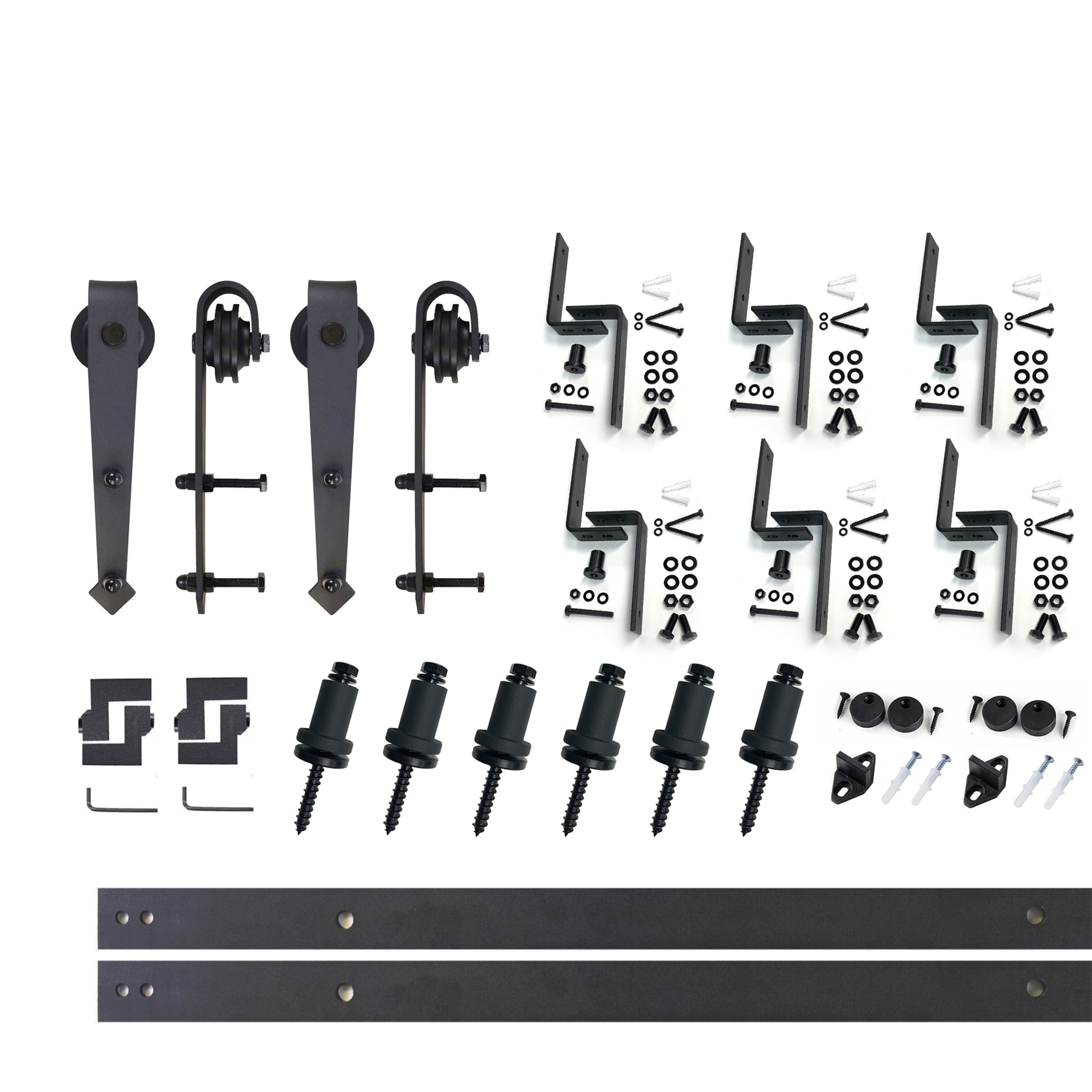 HOMACER JT3TGH090C 90-in Rustic black Black Indoor Arrow Double bypass Barn door hardware kit