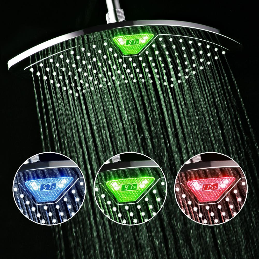 DreamSpa 1489 1.0 -Spray Chrome 12-in Polygon LED Lighted Fixed High Pressure Rain Shower Head 2.5 GPM