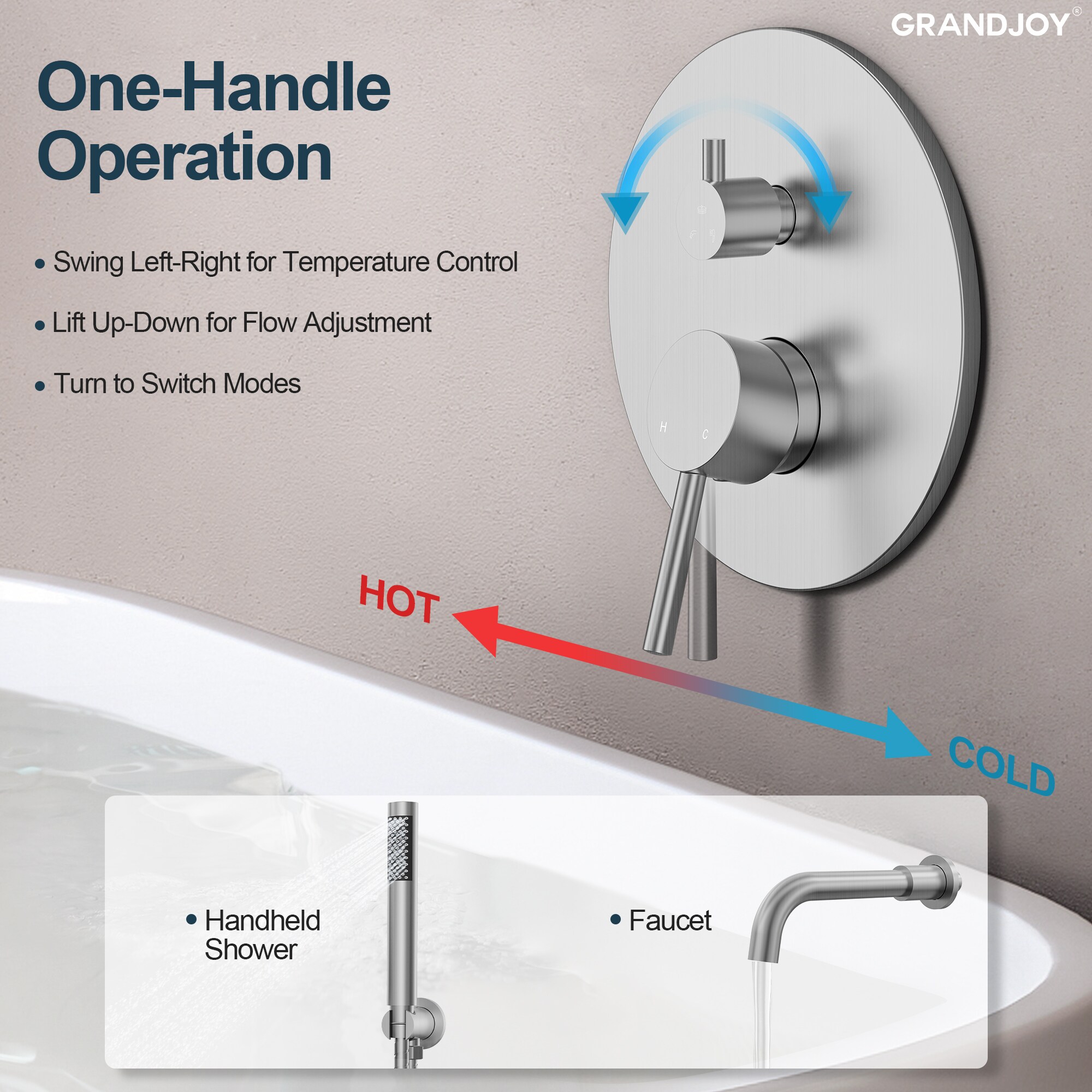 GRANDJOY FL23669-MB Roman-Tub-Faucets - View #5