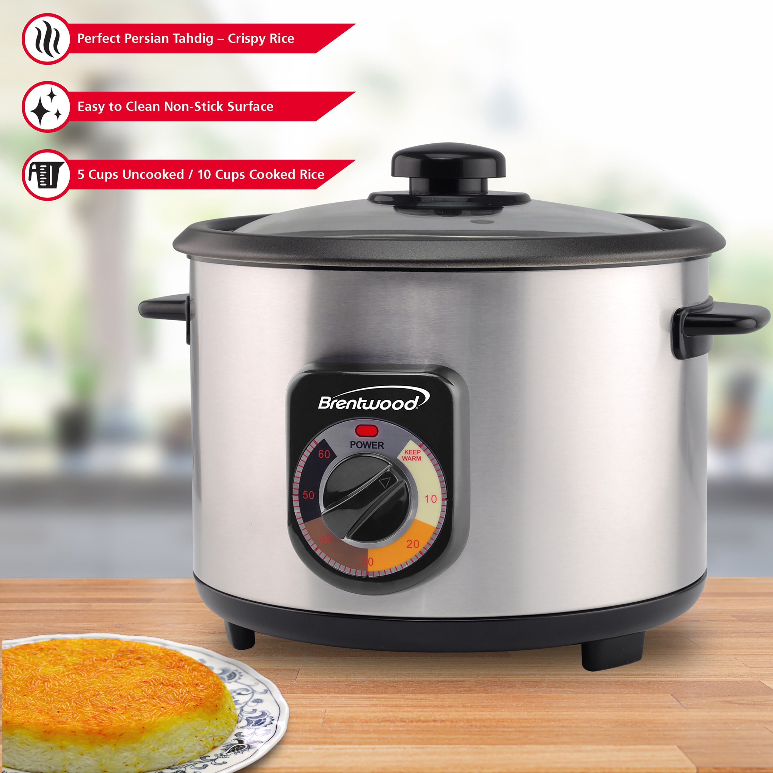 BLACK+DECKER Rice Cooker 16 Cups Cooked (8 Cups Uncooked) with Steaming  Basket, Removable Non-Stick Bowl, White