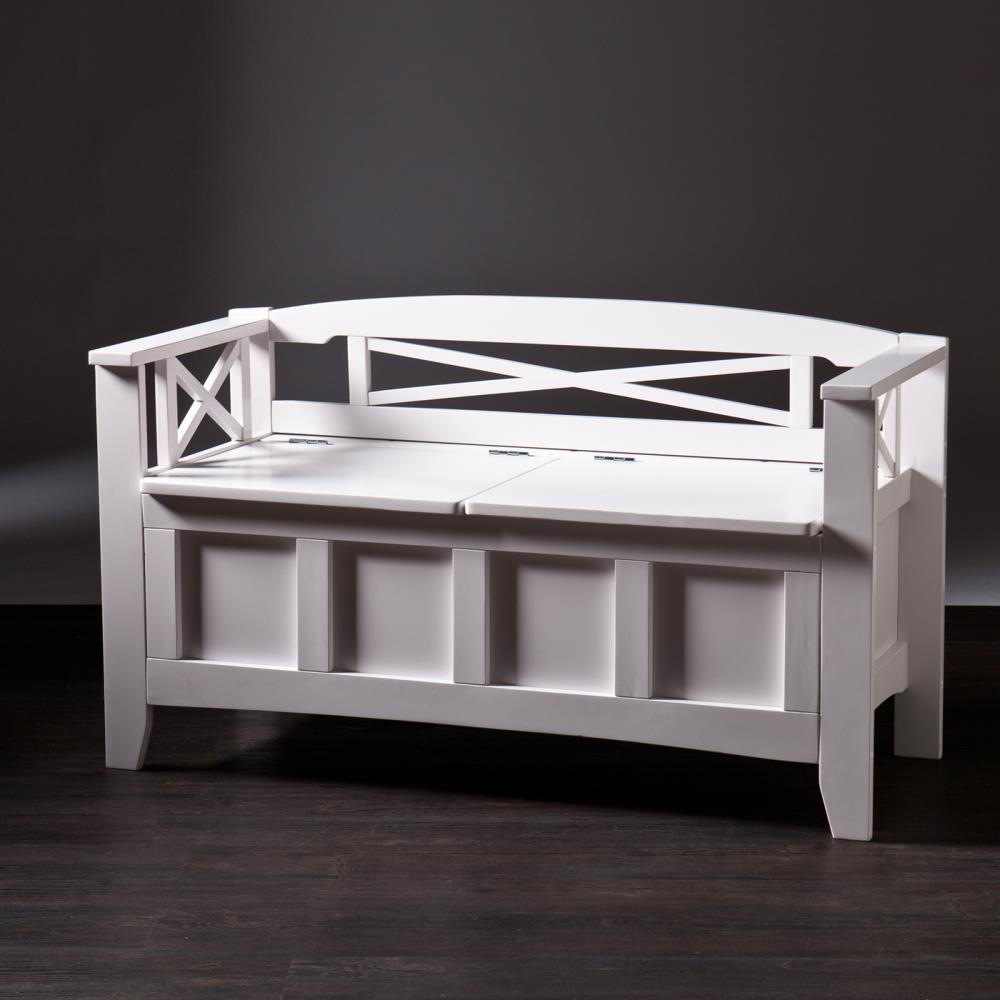 Boston Loft Furnishings Sweeney Casual White Storage Bench with Storage ...