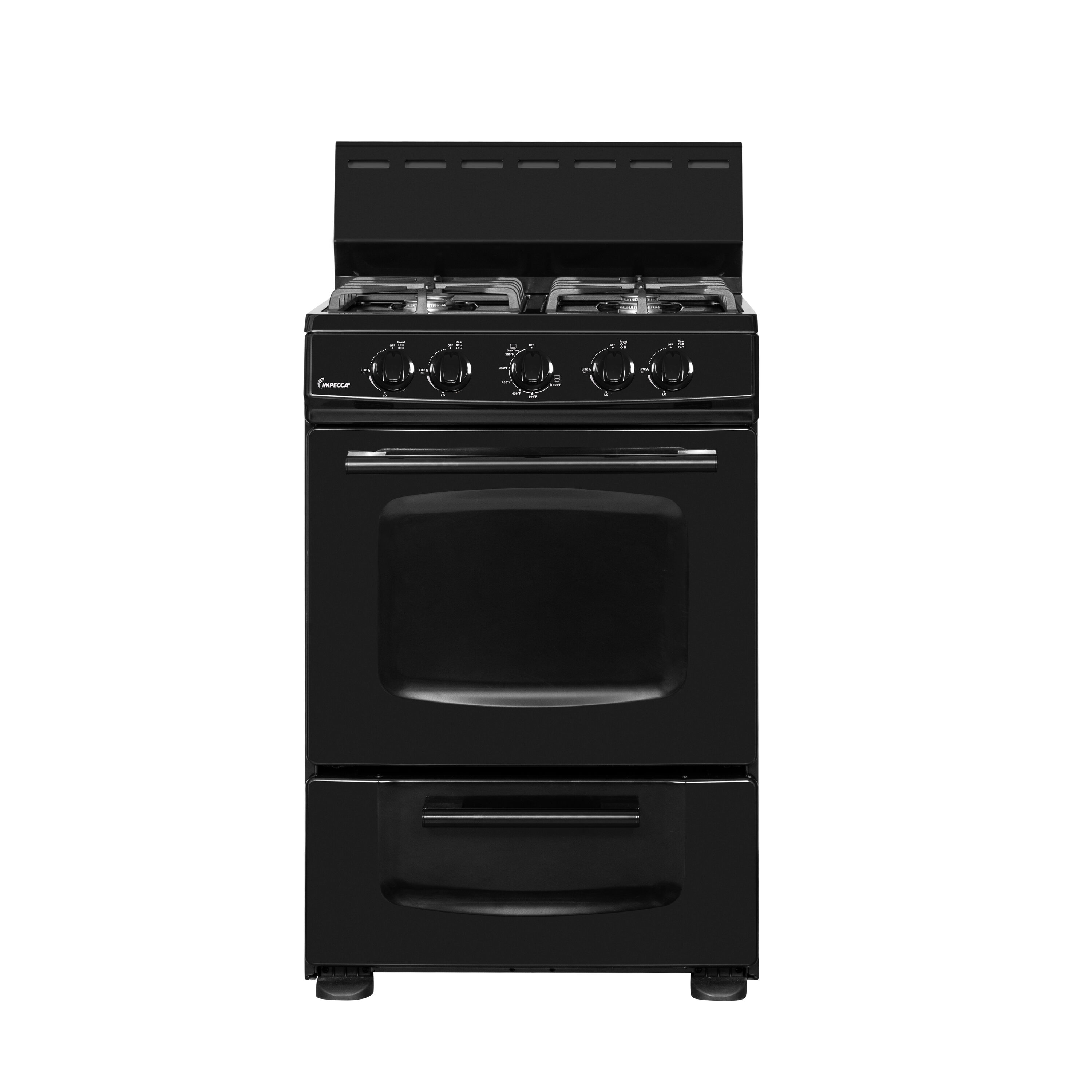 Impecca WIGR2411KK697 24-in 4 burners 2.76-cu ft Freestanding Natural Gas Range ( Black )