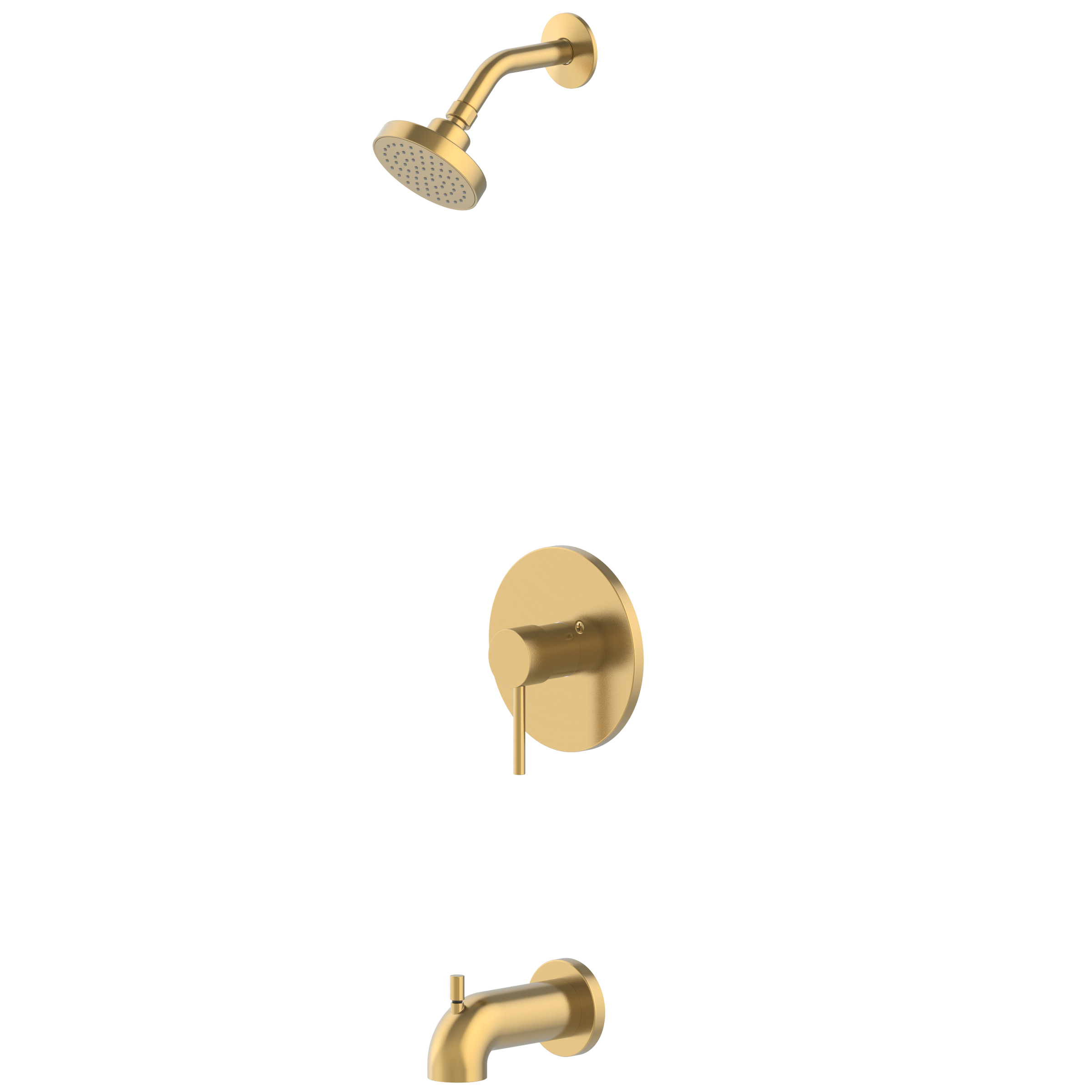 Project Source 65873X-134408 Brushed Gold 1-handle Single function 3.94-in Round Bathtub and shower Faucet with Valve